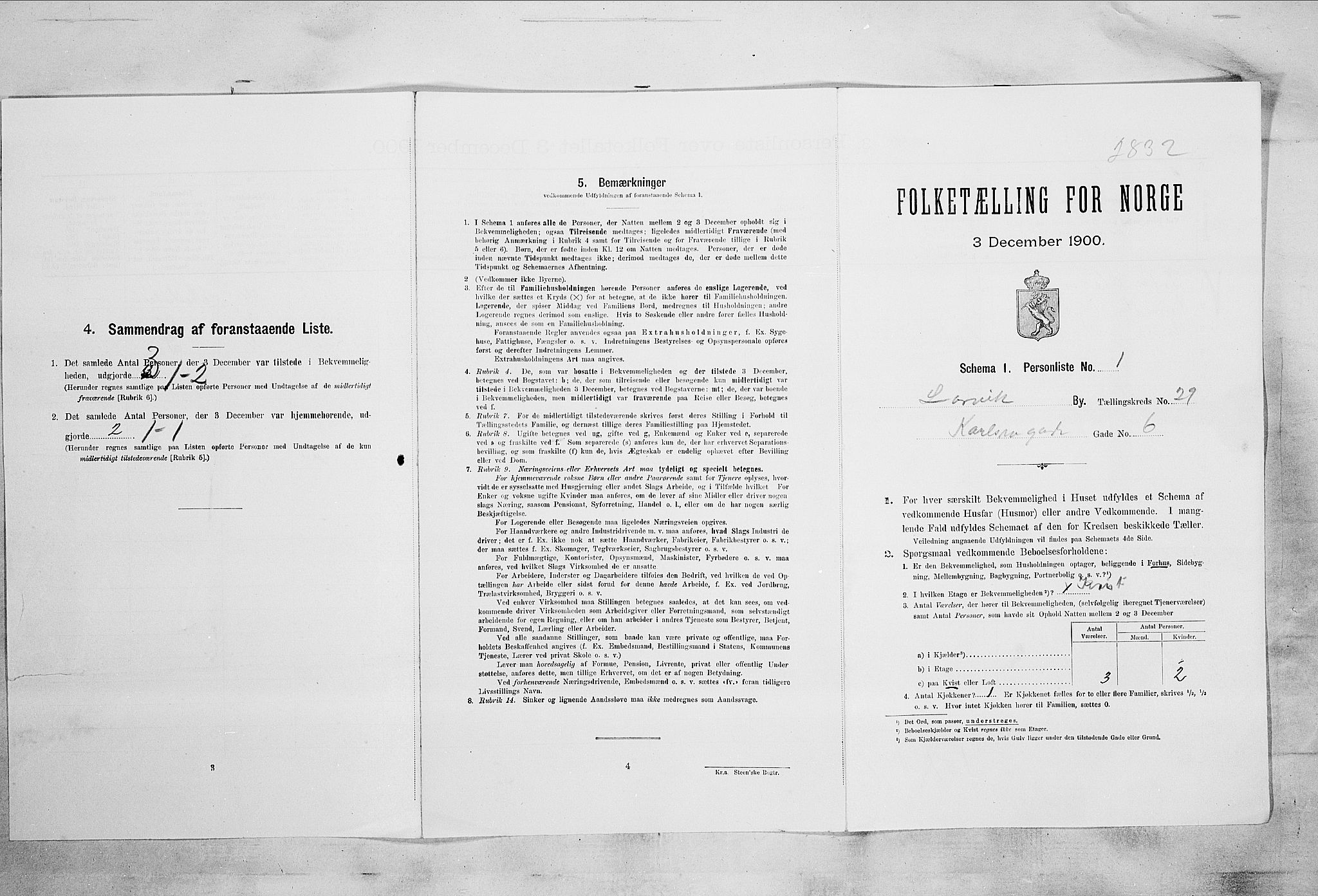 RA, 1900 census for Larvik, 1900, p. 3238