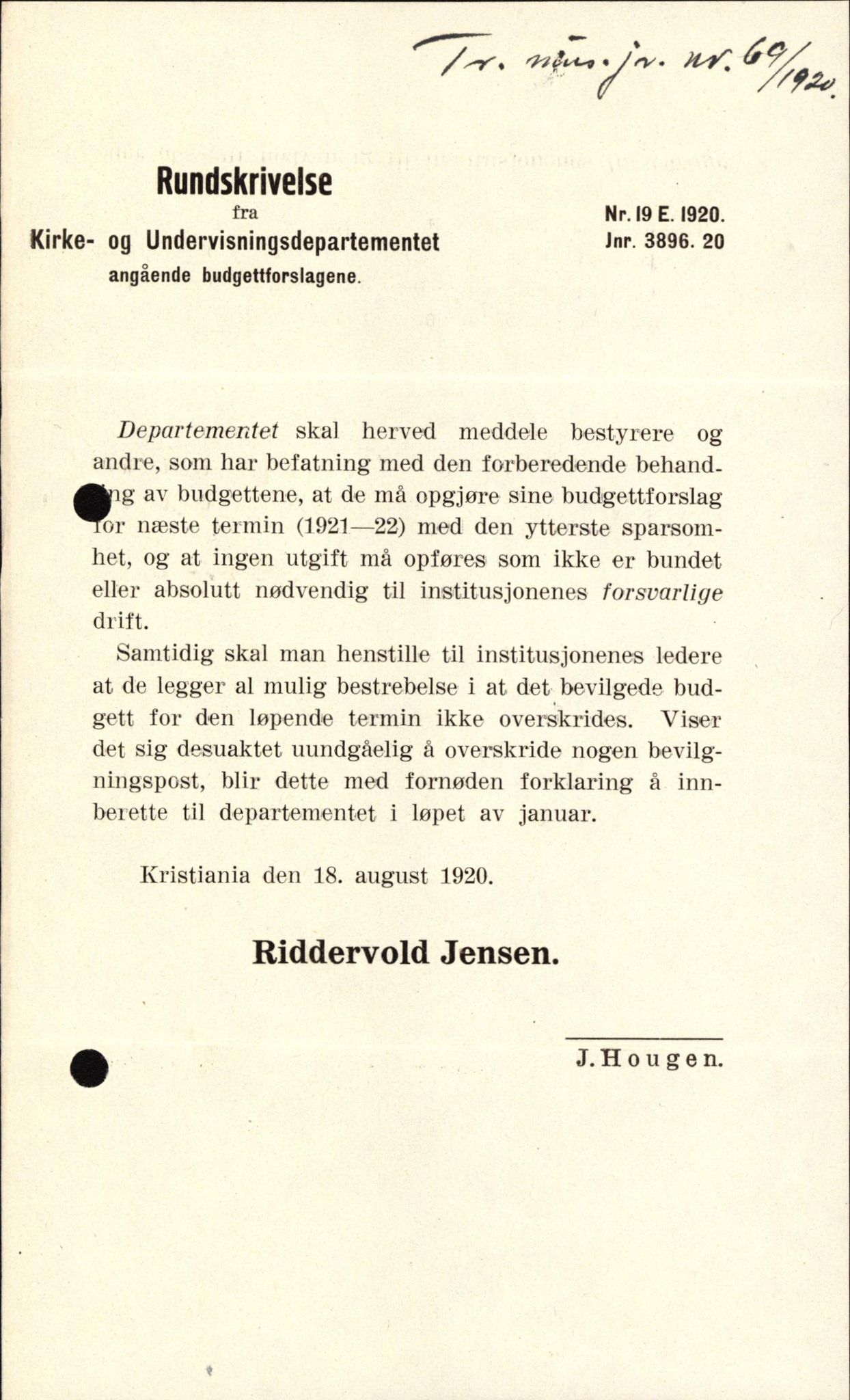 Tromsø Museum, AV/SATØ-S-0162/D/Da/L0030: Journalsaker og innkomne brev, 1906-1920, p. 472