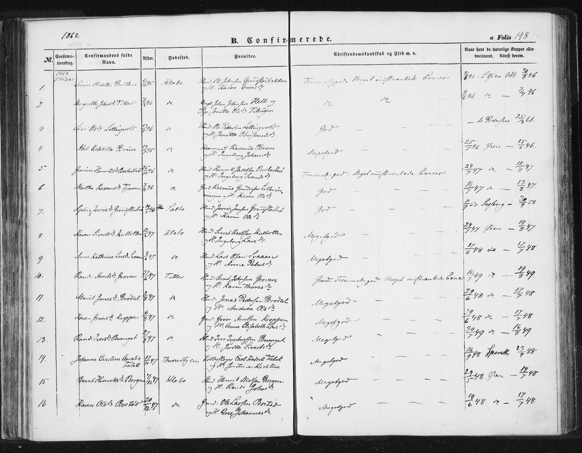 Ministerialprotokoller, klokkerbøker og fødselsregistre - Sør-Trøndelag, SAT/A-1456/618/L0441: Parish register (official) no. 618A05, 1843-1862, p. 148