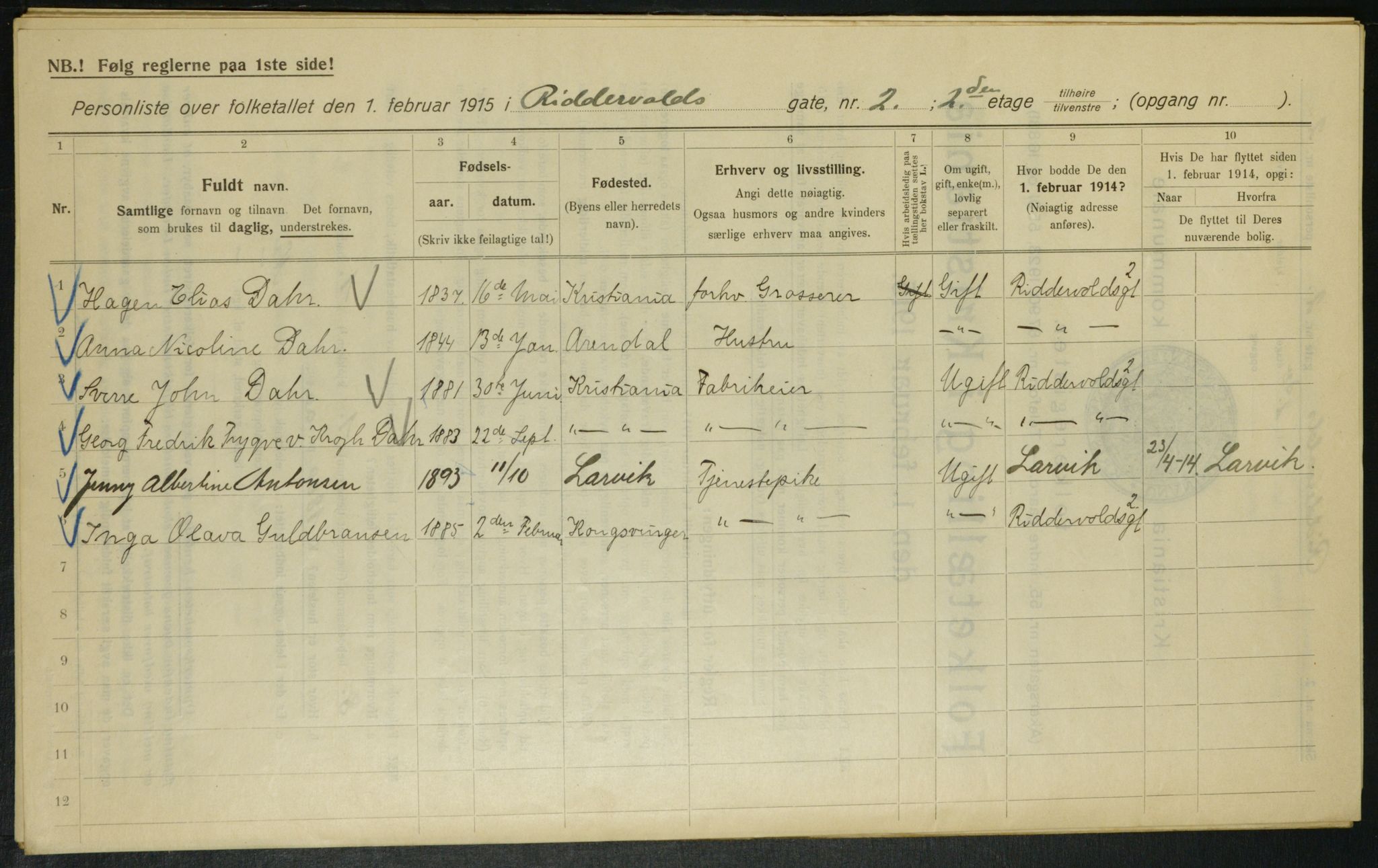 OBA, Municipal Census 1915 for Kristiania, 1915, p. 82752