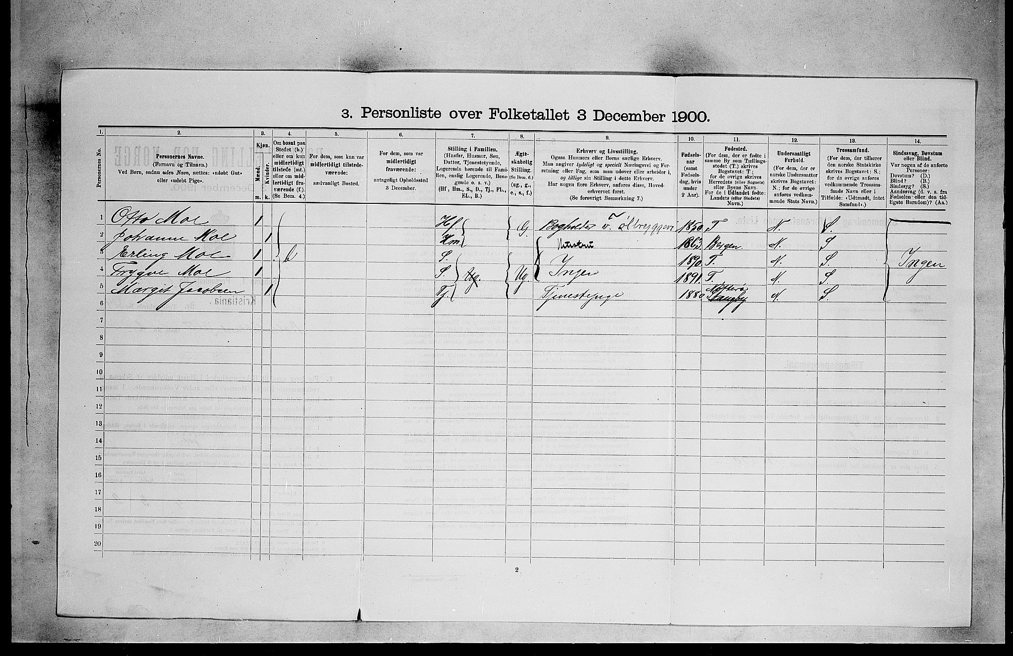 SAO, 1900 census for Kristiania, 1900, p. 7087