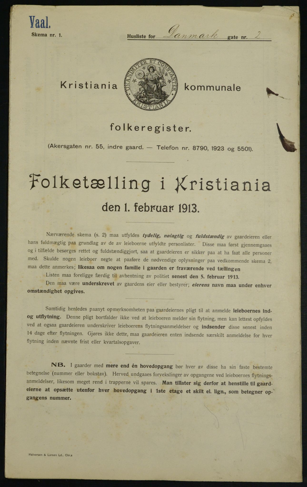 OBA, Municipal Census 1913 for Kristiania, 1913, p. 14605