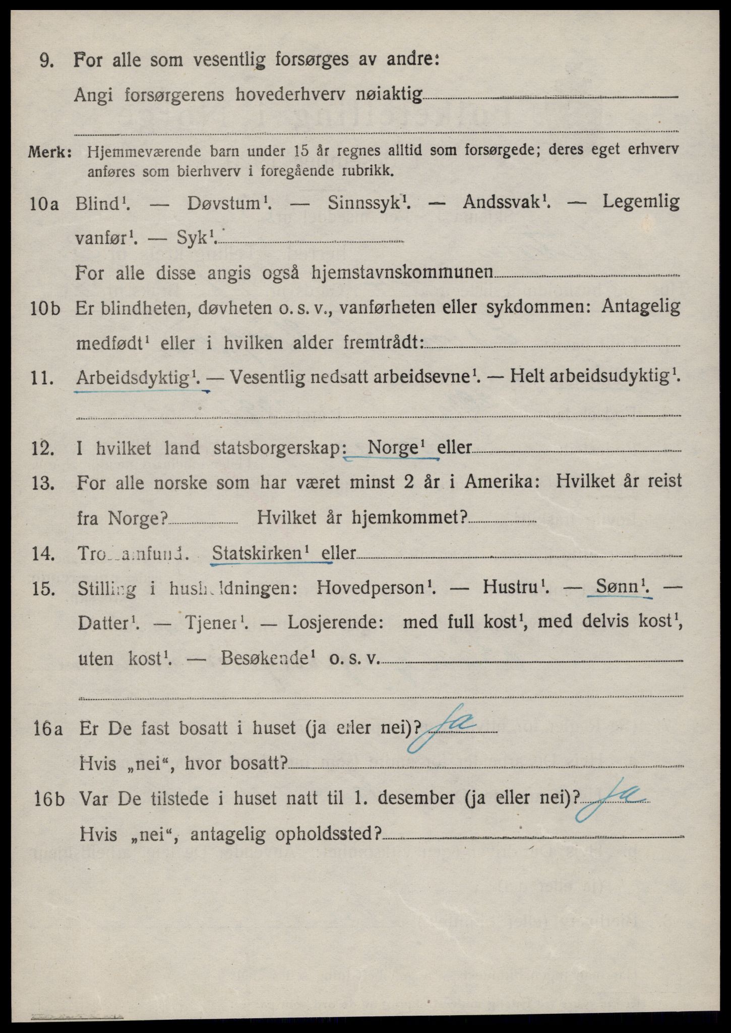 SAT, 1920 census for Vestnes, 1920, p. 3126