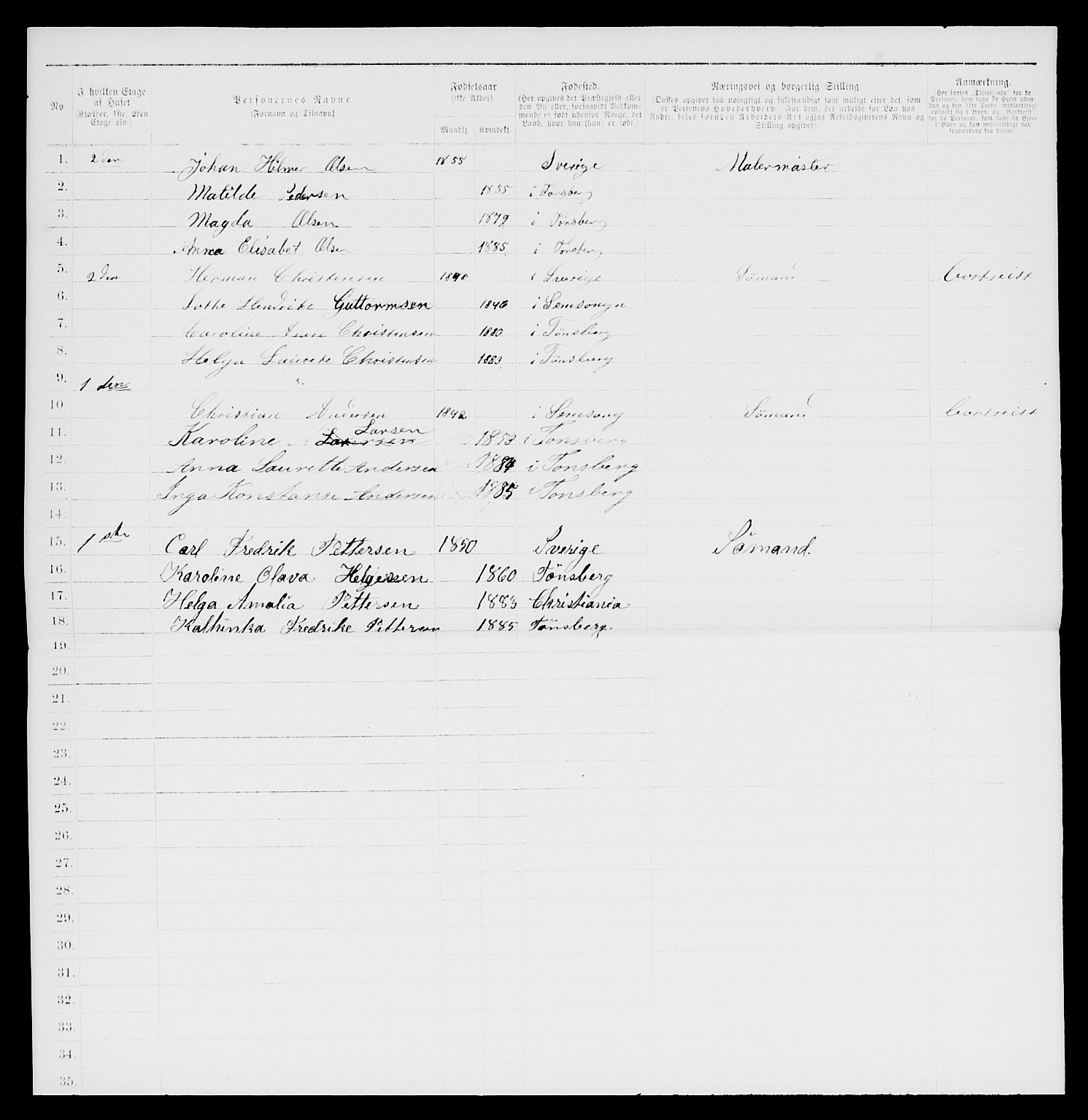 SAKO, 1885 census for 0705 Tønsberg, 1885, p. 655