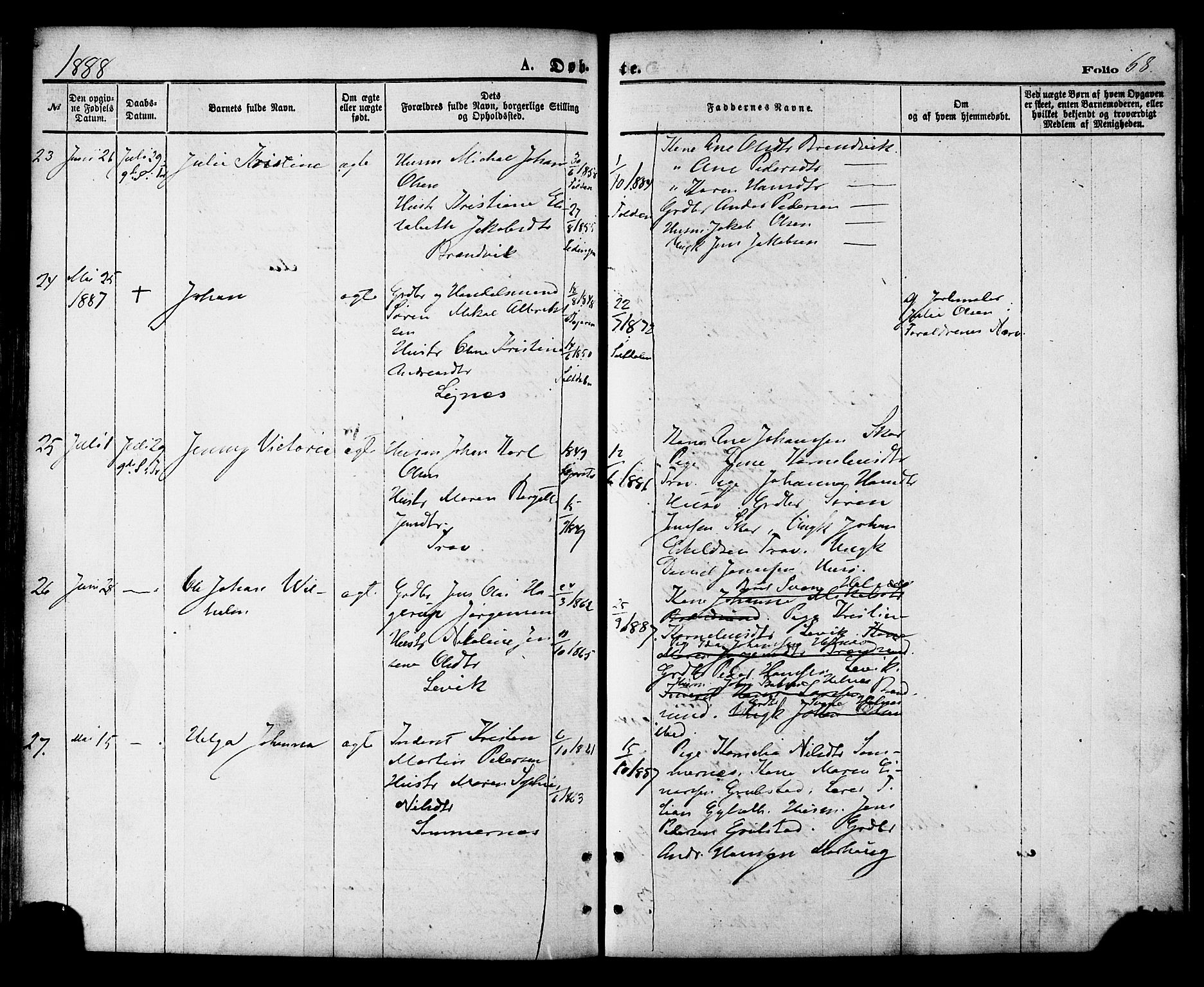 Ministerialprotokoller, klokkerbøker og fødselsregistre - Nordland, AV/SAT-A-1459/857/L0821: Parish register (official) no. 857A01, 1875-1889, p. 68
