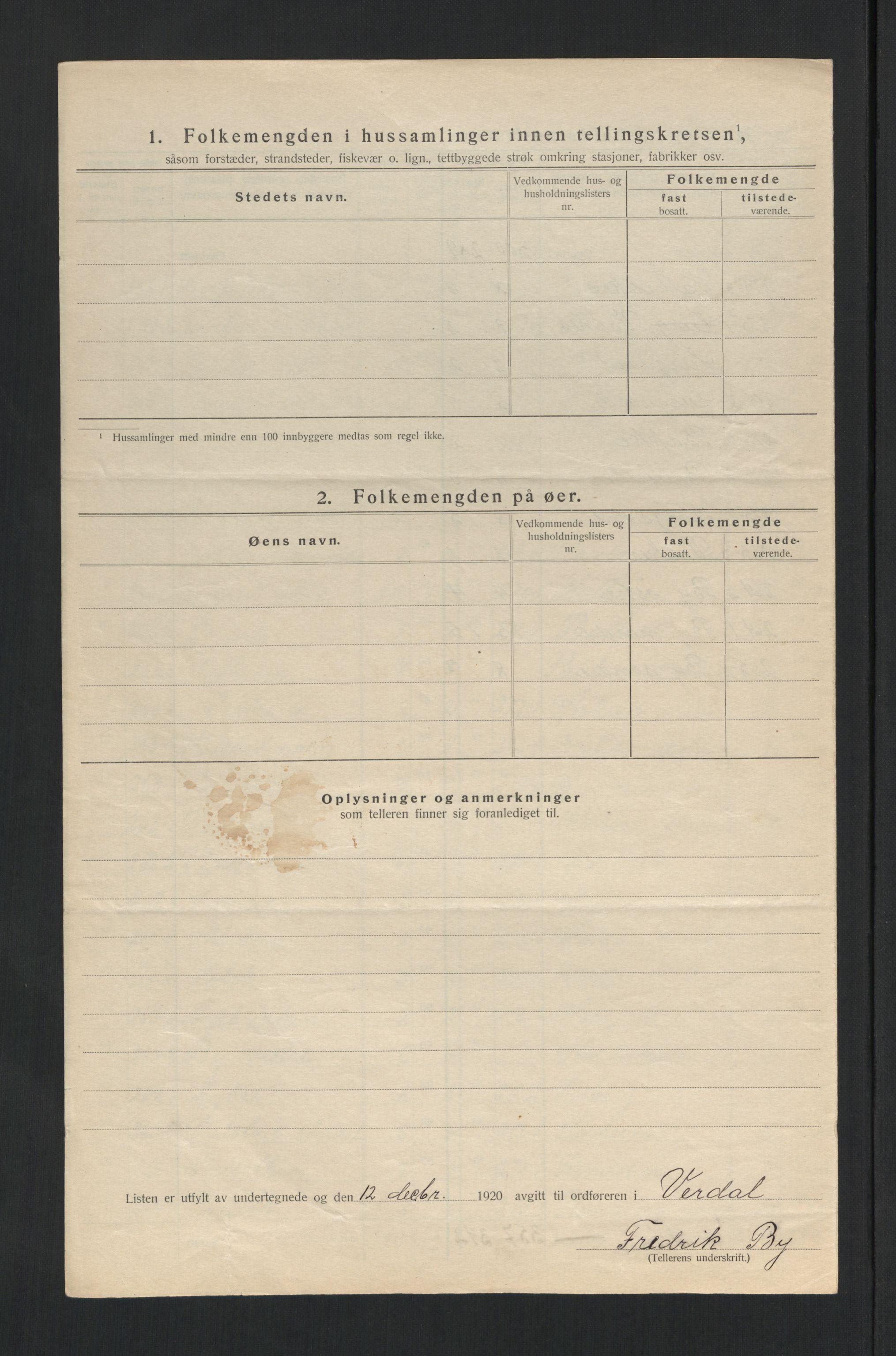 SAT, 1920 census for Verdal, 1920, p. 65