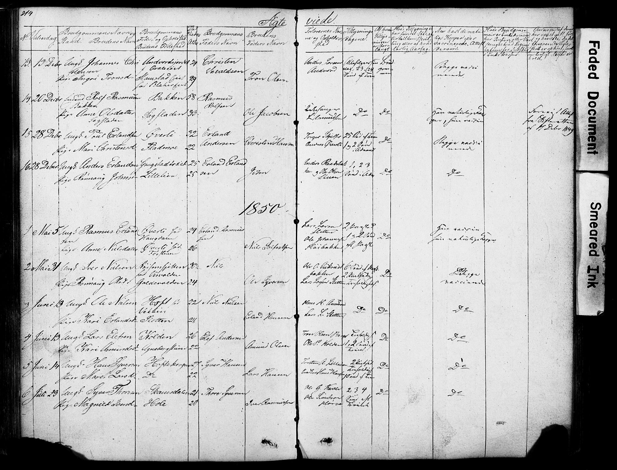 Lom prestekontor, SAH/PREST-070/L/L0012: Parish register (copy) no. 12, 1845-1873, p. 314-315
