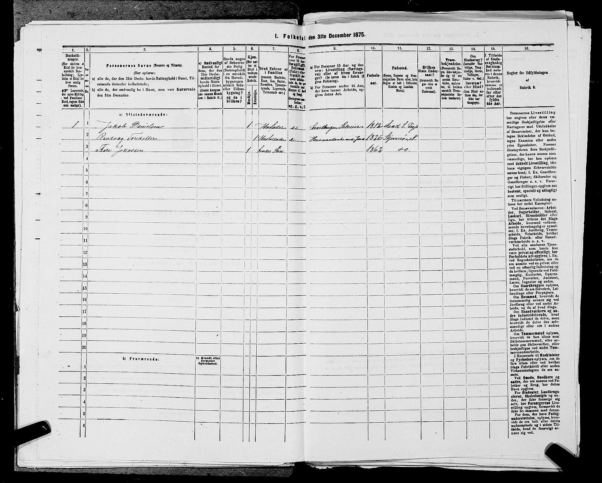 SAST, 1875 census for 1139P Nedstrand, 1875, p. 890
