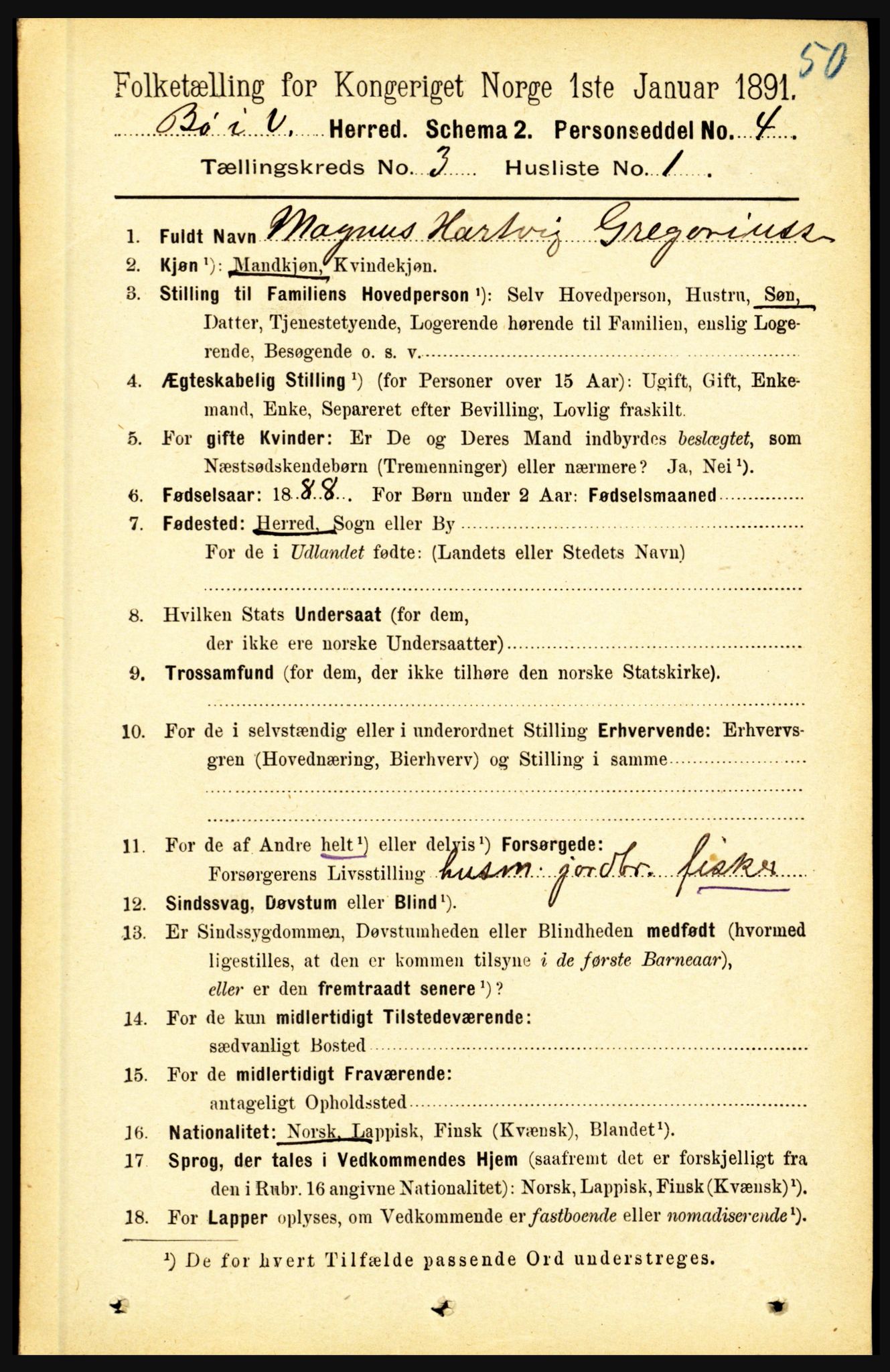 RA, 1891 census for 1867 Bø, 1891, p. 834