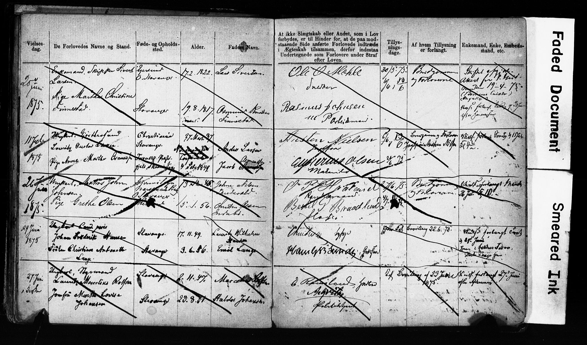 Domkirken sokneprestkontor, SAST/A-101812/001/70/705BA/L0001: Banns register no. 1, 1870-1875