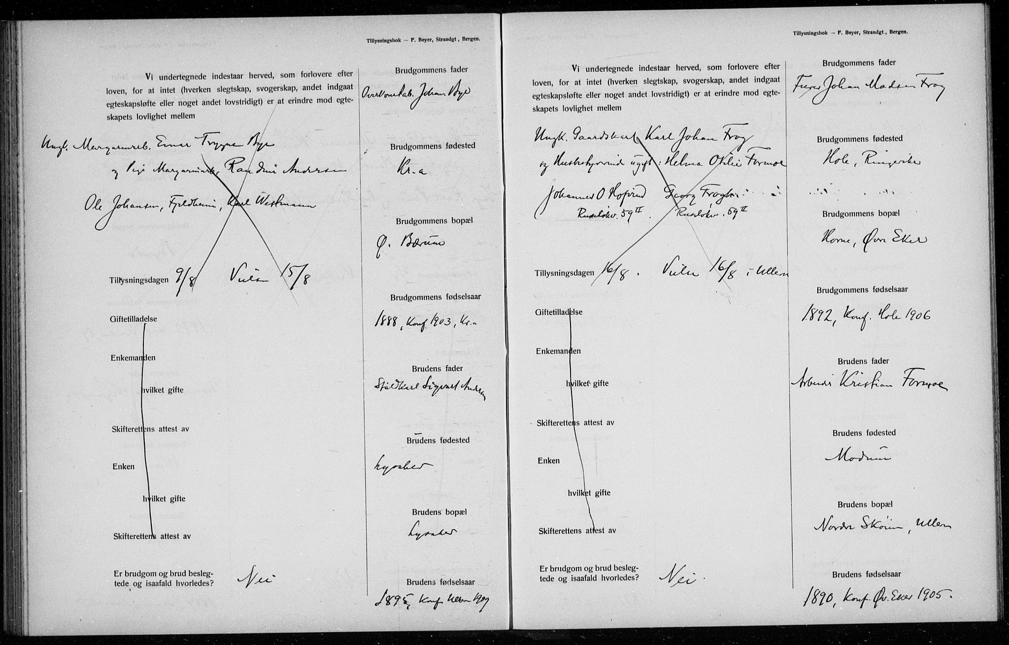 Ullern prestekontor Kirkebøker, AV/SAO-A-10740/H/L0001: Banns register no. 1, 1911-1916