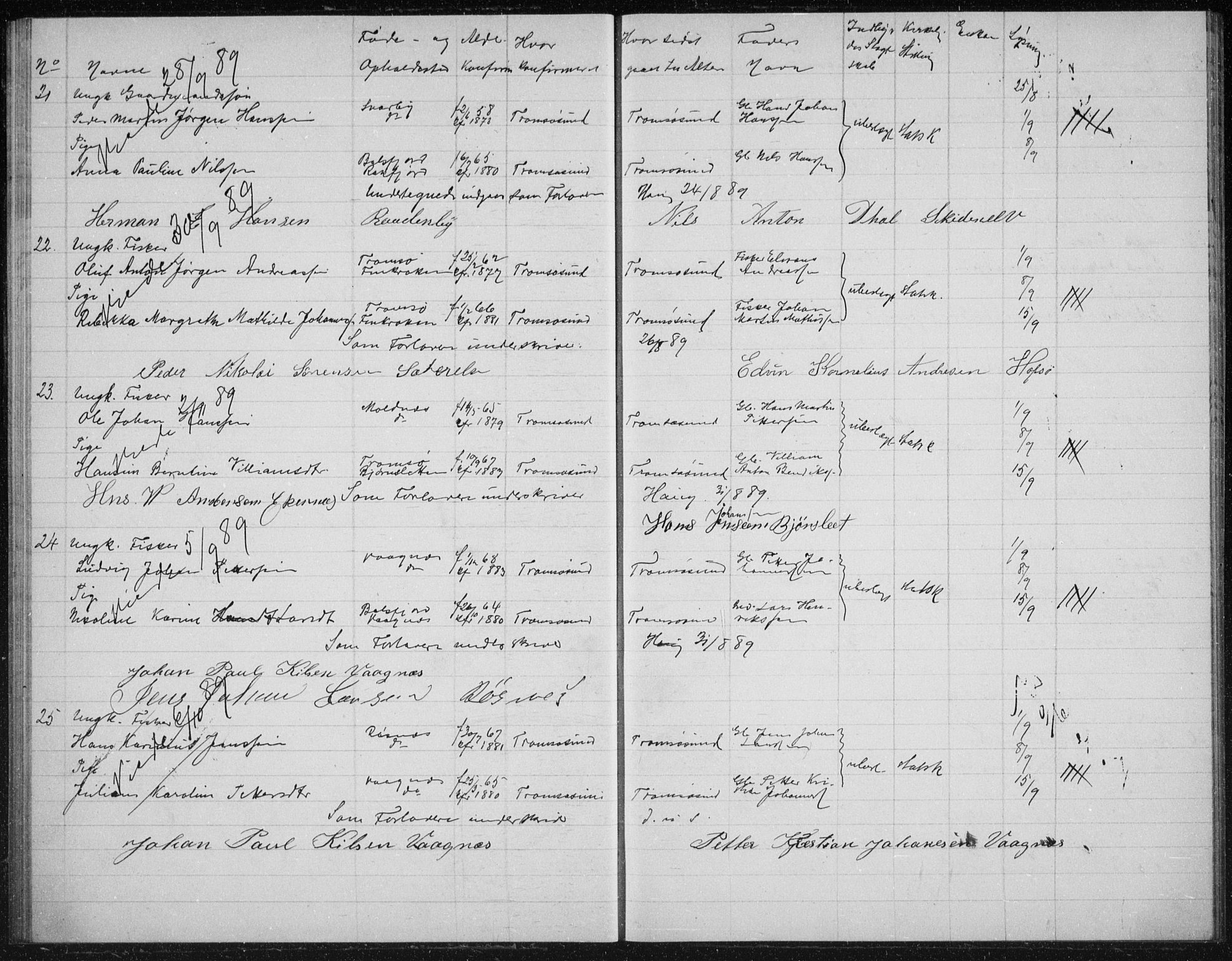 Tromsøysund sokneprestkontor, AV/SATØ-S-1304/H/Hc/L0057: Banns register no. 57, 1887-1894