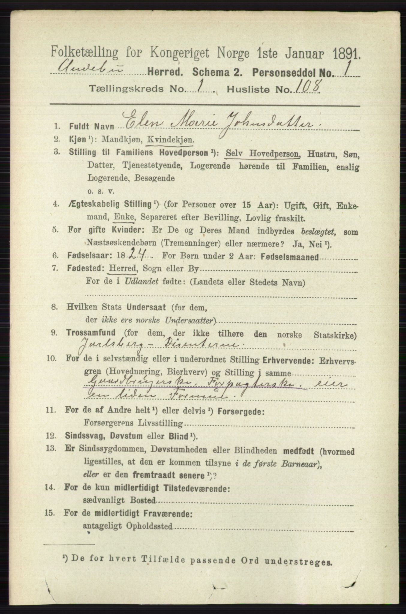 RA, 1891 census for 0719 Andebu, 1891, p. 771