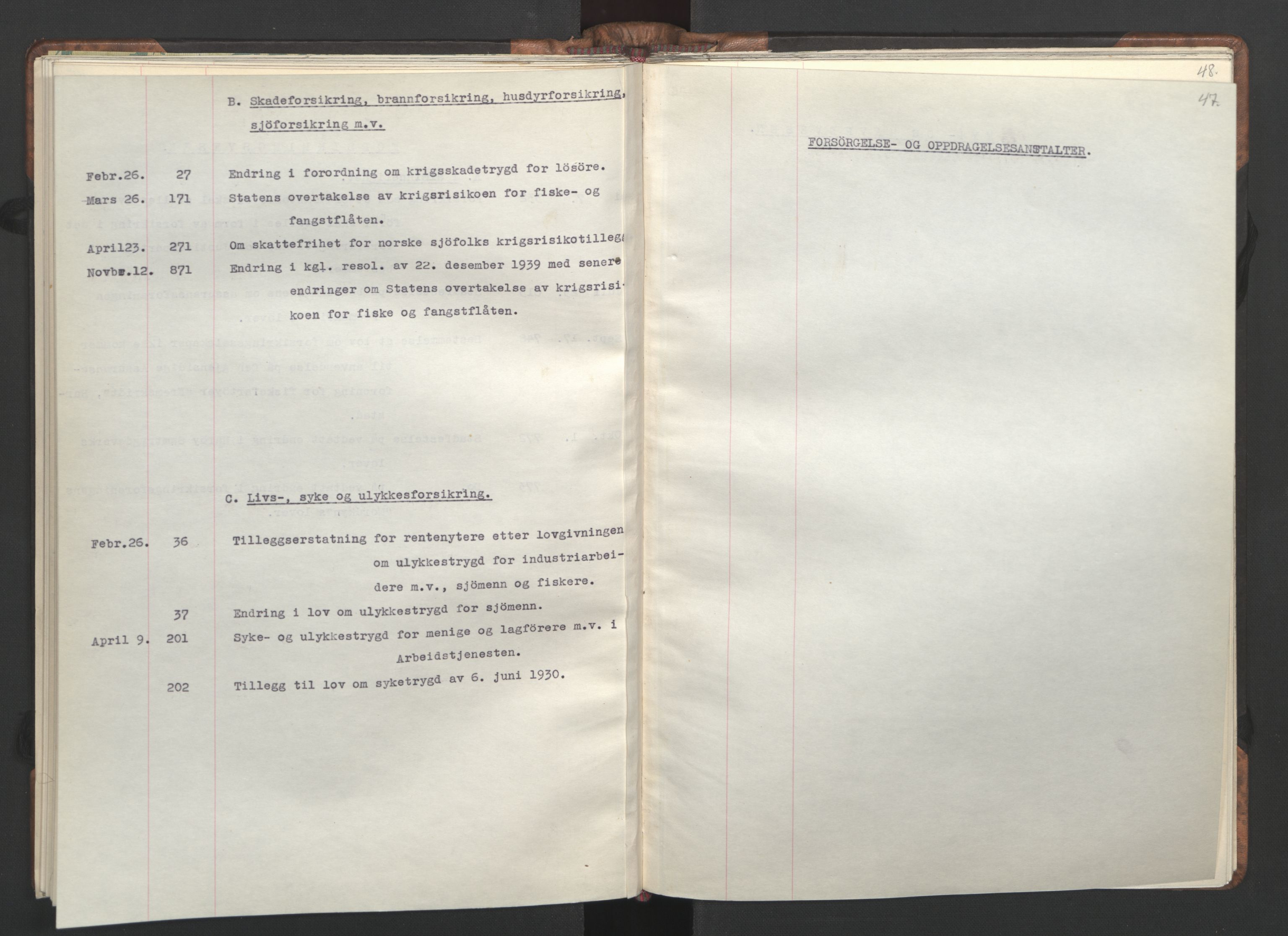 NS-administrasjonen 1940-1945 (Statsrådsekretariatet, de kommisariske statsråder mm), RA/S-4279/D/Da/L0002: Register (RA j.nr. 985/1943, tilgangsnr. 17/1943), 1942, p. 50