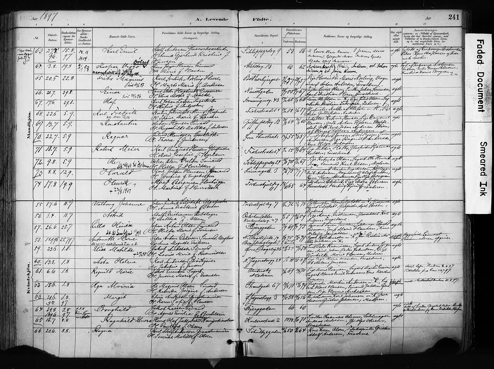 Larvik kirkebøker, SAKO/A-352/F/Fa/L0009: Parish register (official) no. I 9, 1884-1904, p. 241