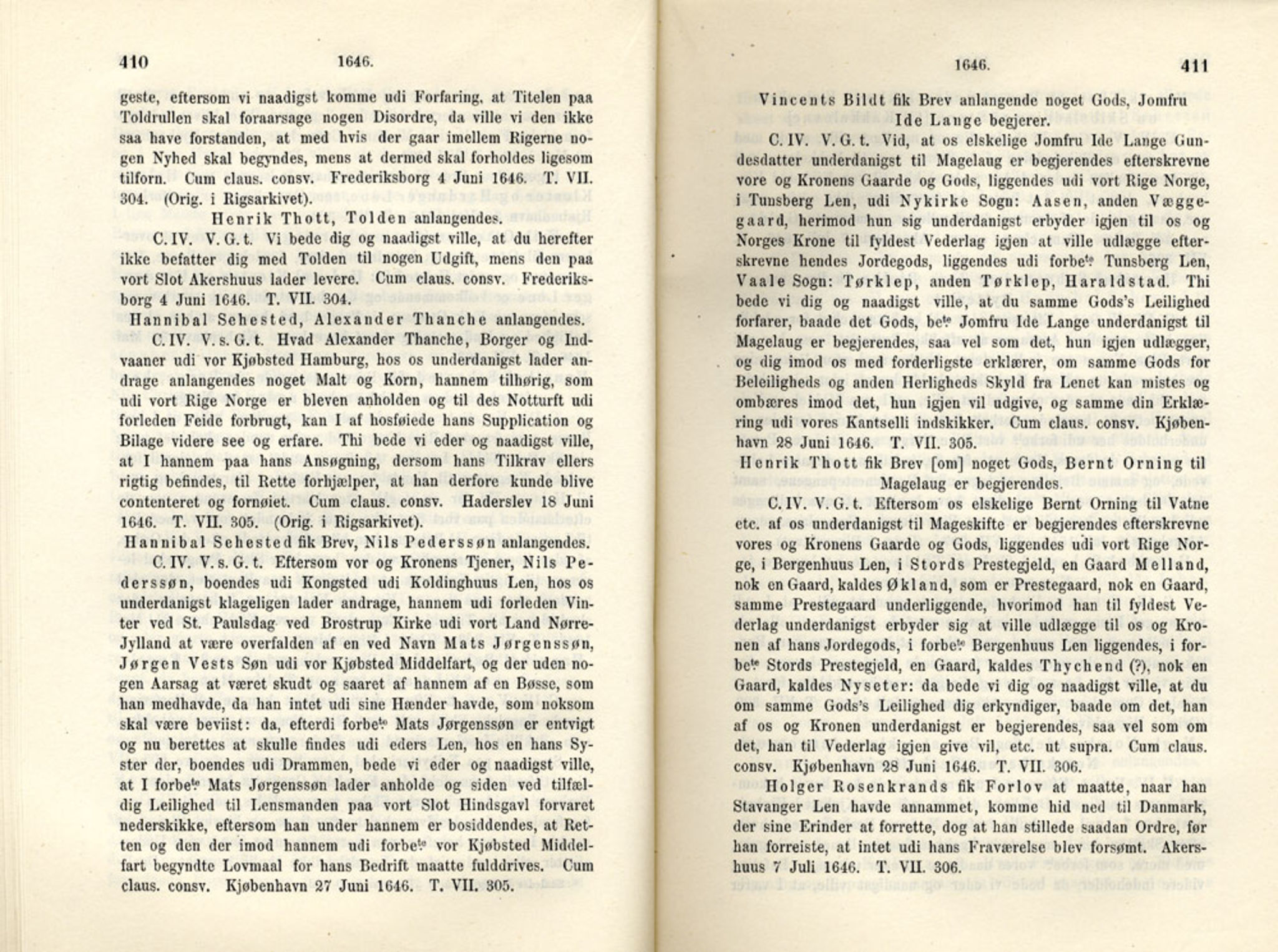 Publikasjoner utgitt av Det Norske Historiske Kildeskriftfond, PUBL/-/-/-: Norske Rigs-Registranter, bind 8, 1641-1648, p. 410-411