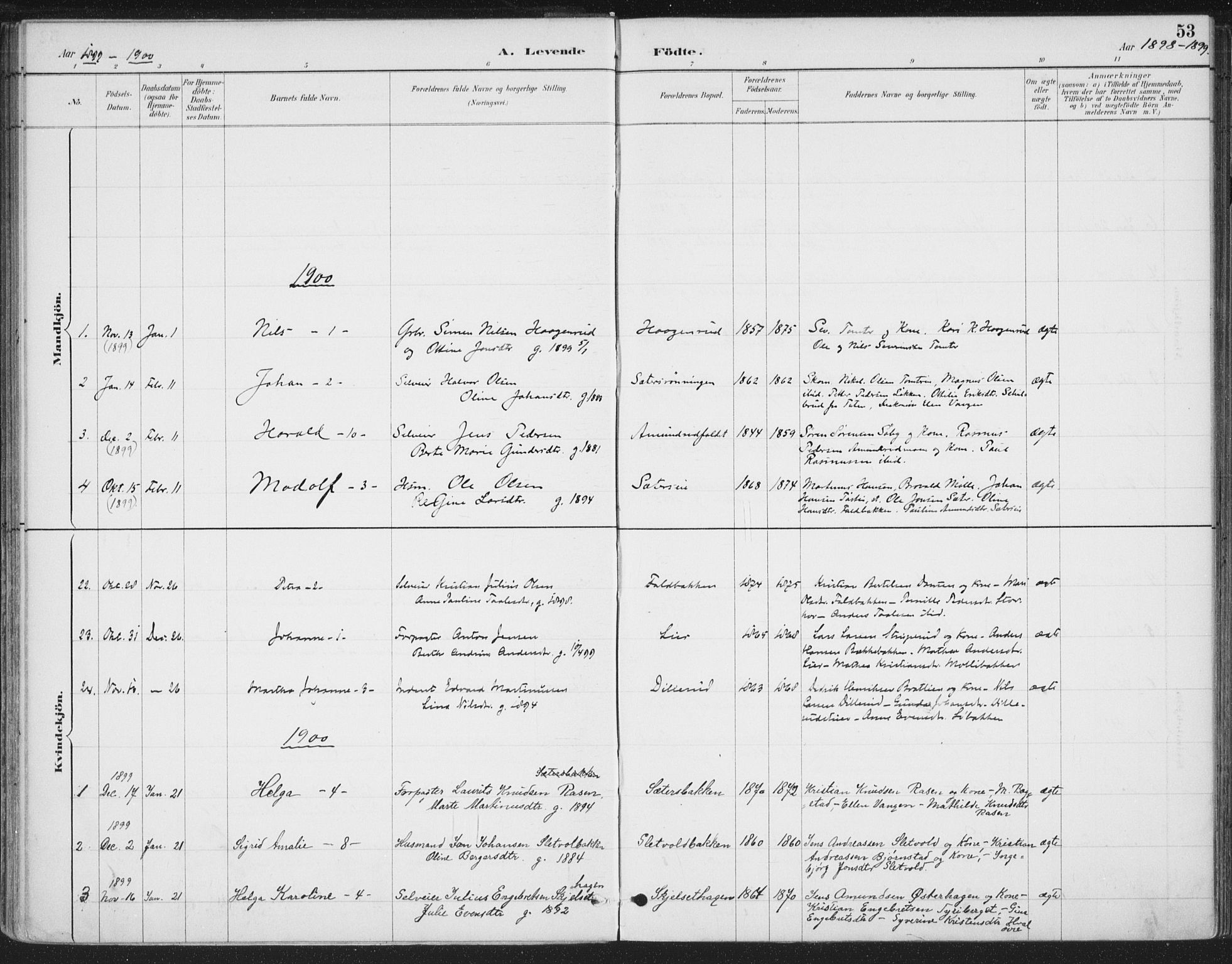 Romedal prestekontor, SAH/PREST-004/K/L0008: Parish register (official) no. 8, 1887-1905, p. 53