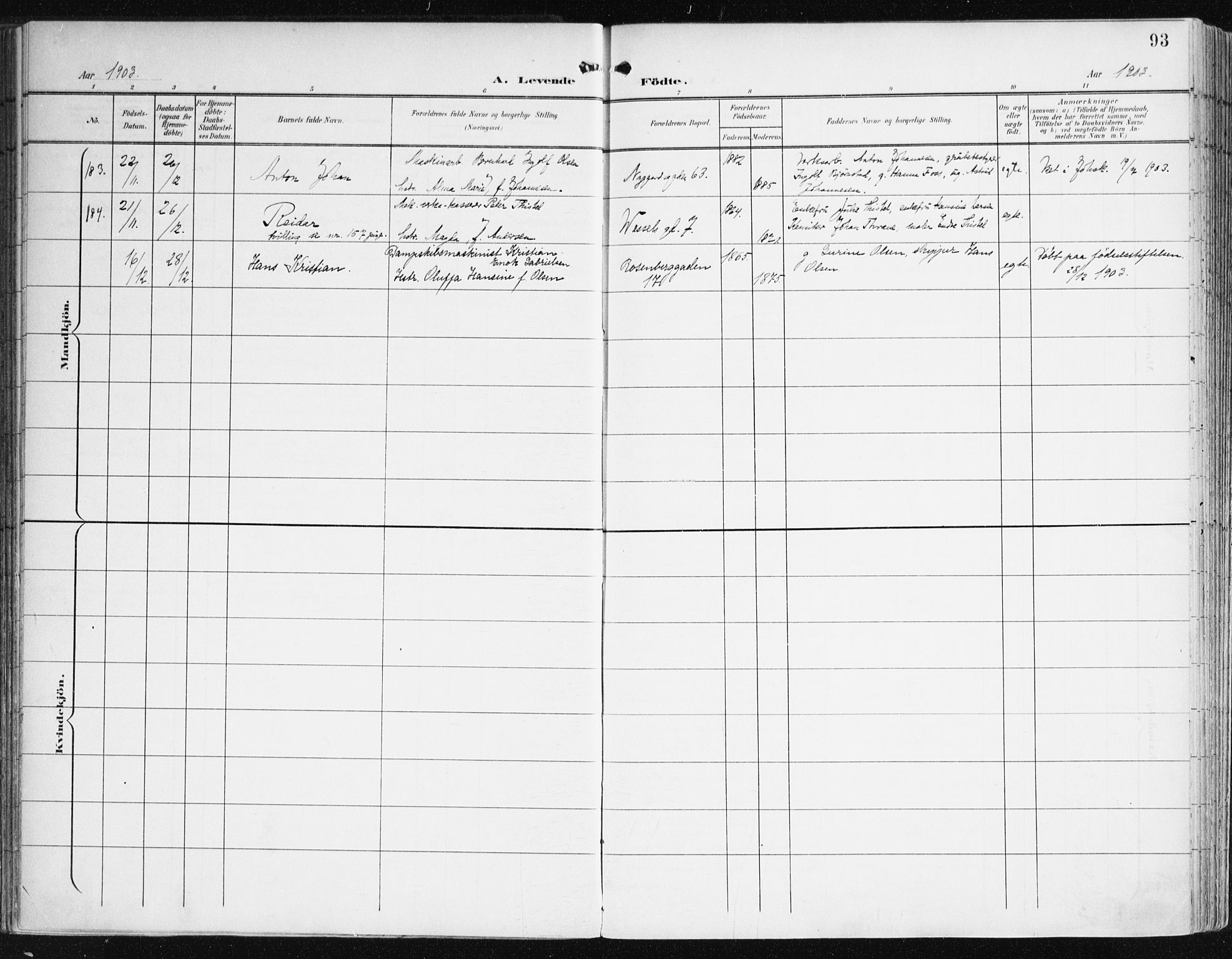 Johanneskirken sokneprestembete, AV/SAB-A-76001/H/Haa/L0002: Parish register (official) no. A 2, 1900-1912, p. 93