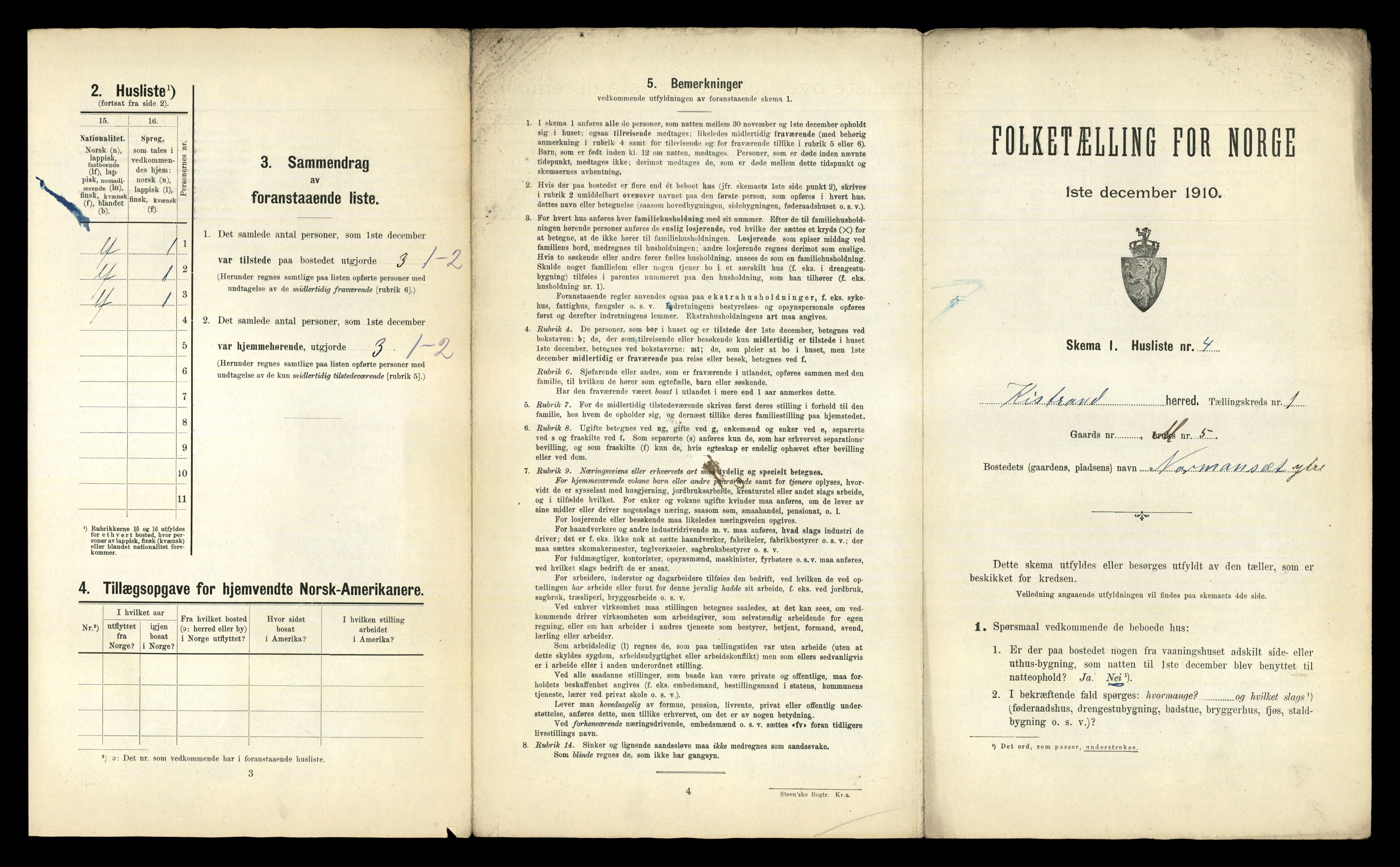 RA, 1910 census for Kistrand, 1910, p. 31