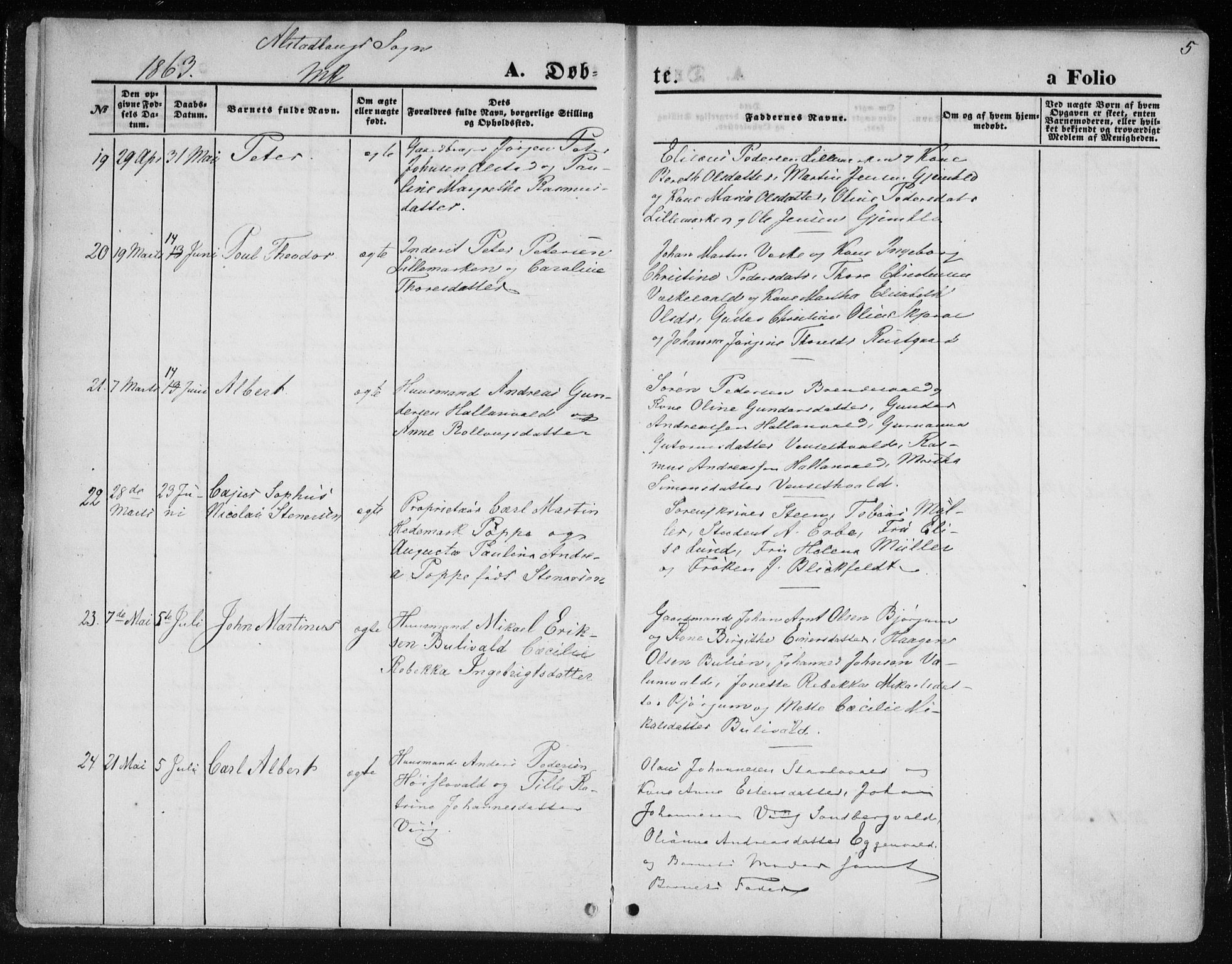 Ministerialprotokoller, klokkerbøker og fødselsregistre - Nord-Trøndelag, SAT/A-1458/717/L0157: Parish register (official) no. 717A08 /1, 1863-1877, p. 5
