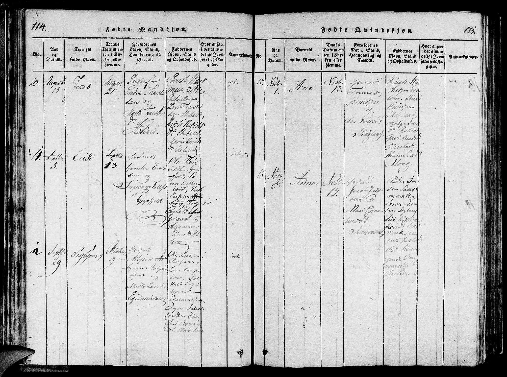 Lund sokneprestkontor, AV/SAST-A-101809/S06/L0006: Parish register (official) no. A 6, 1816-1839, p. 114-115