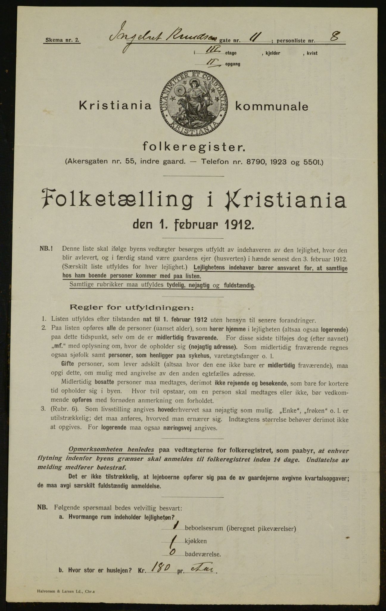 OBA, Municipal Census 1912 for Kristiania, 1912, p. 44278