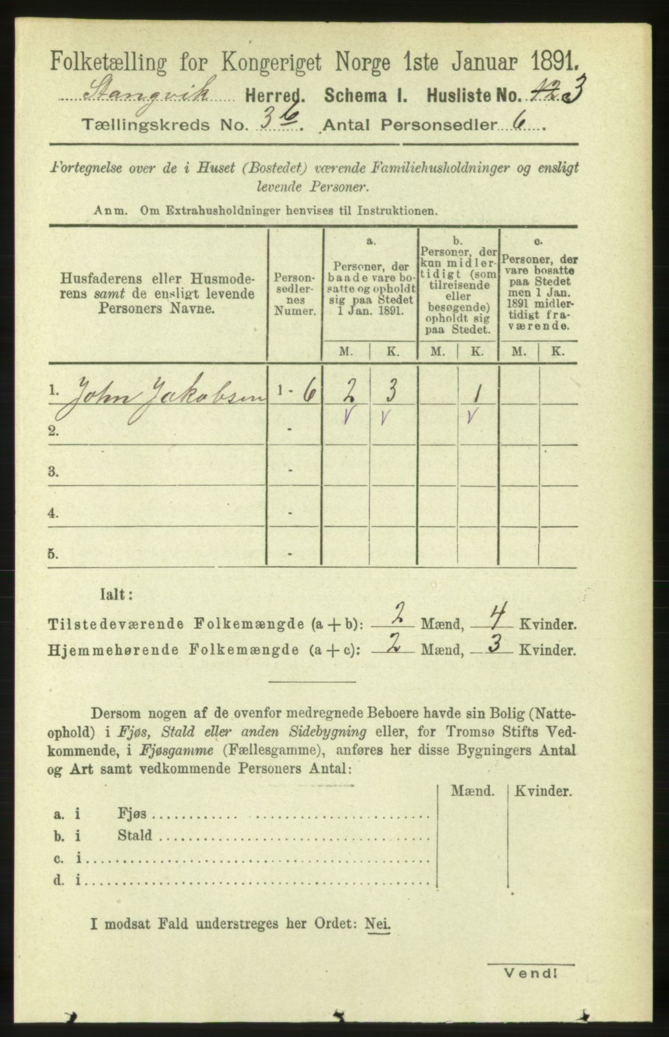 RA, 1891 census for 1564 Stangvik, 1891, p. 1439