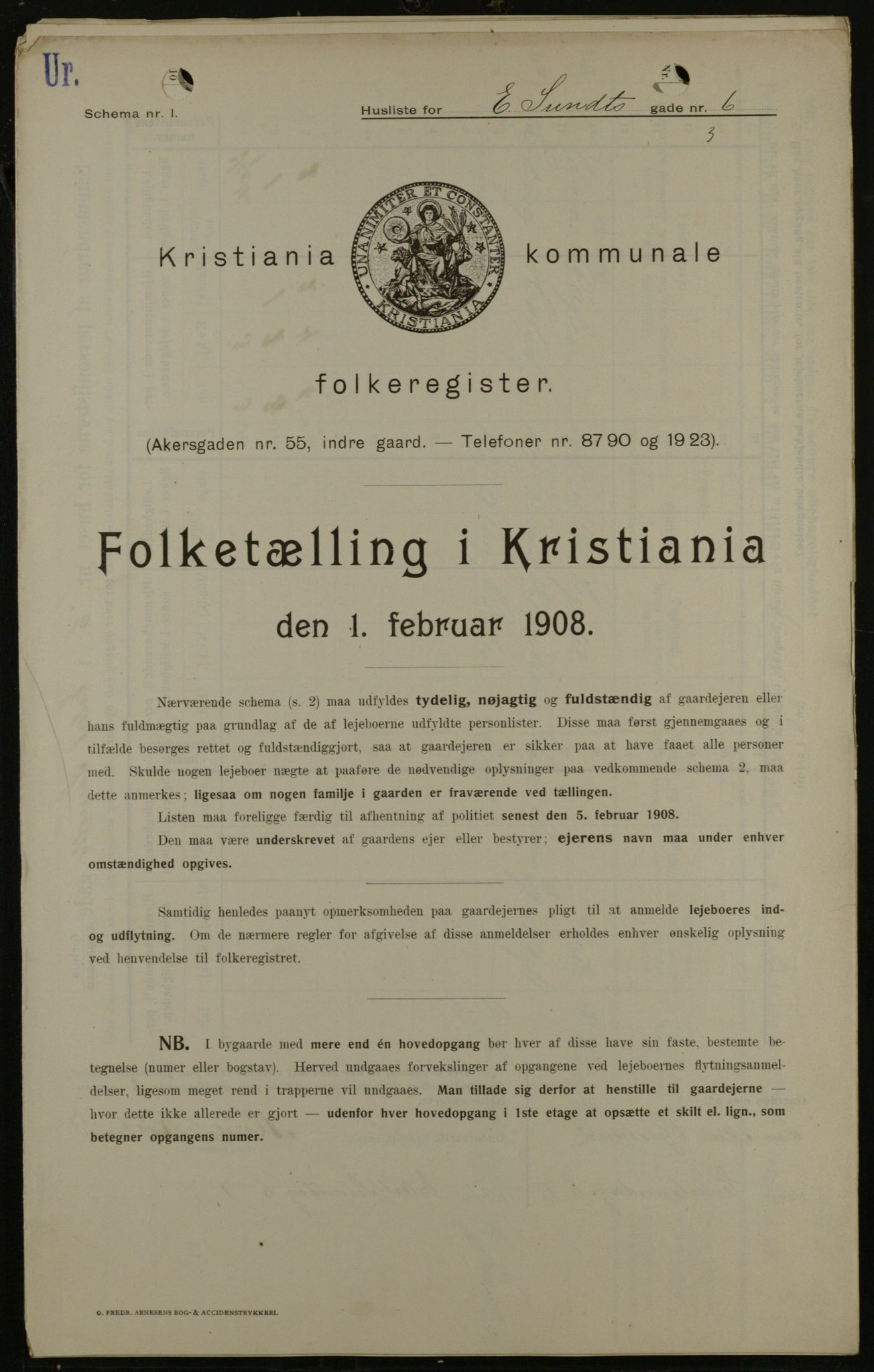 OBA, Municipal Census 1908 for Kristiania, 1908, p. 17355