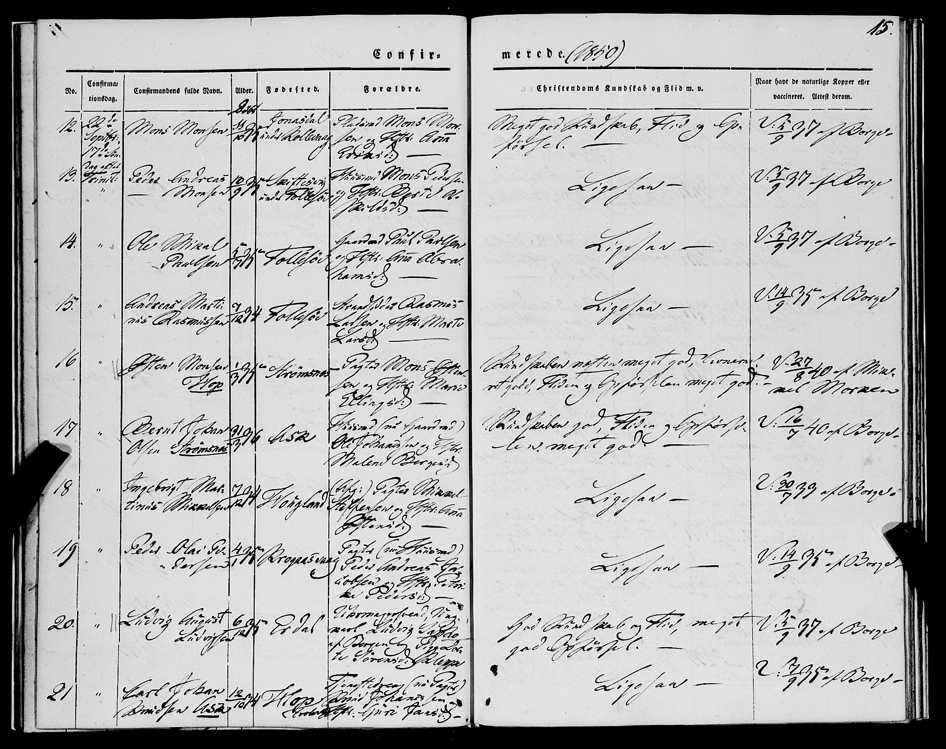 Askøy Sokneprestembete, SAB/A-74101/H/Ha/Haa/Haaa/L0010: Parish register (official) no. A 10, 1845-1854, p. 15