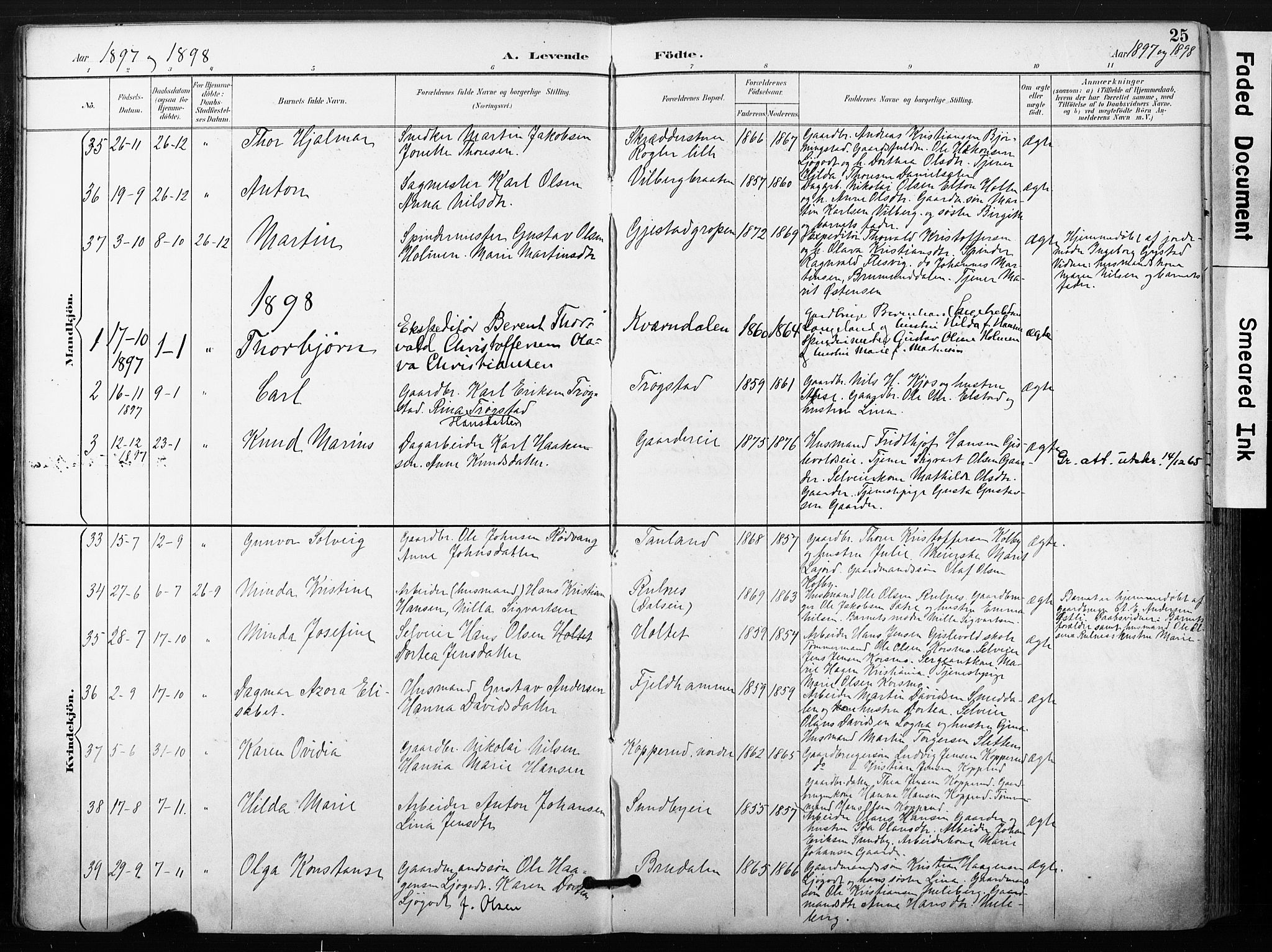 Ullensaker prestekontor Kirkebøker, AV/SAO-A-10236a/F/Fb/L0002: Parish register (official) no. II 2, 1894-1909, p. 25