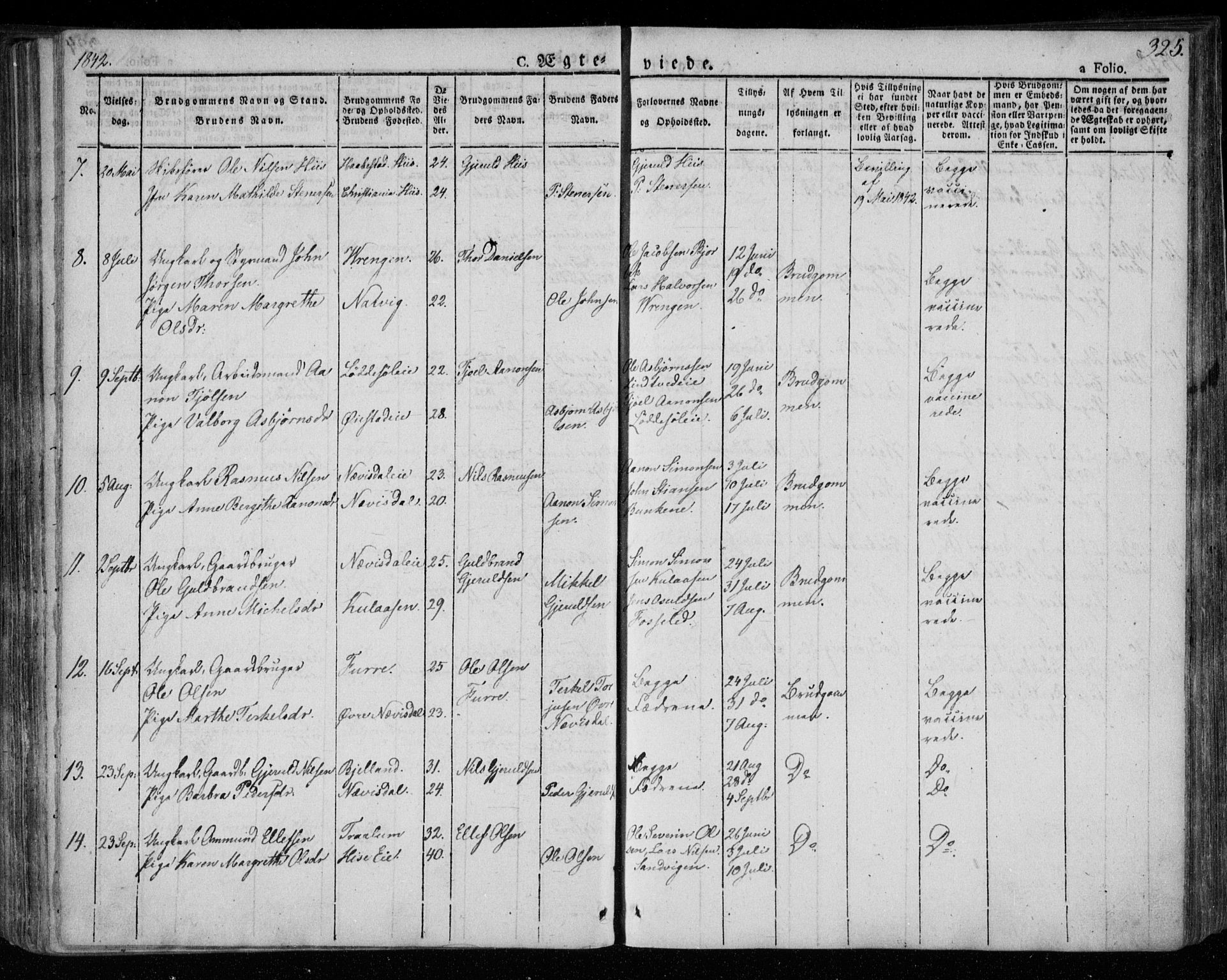 Øyestad sokneprestkontor, AV/SAK-1111-0049/F/Fa/L0013: Parish register (official) no. A 13, 1827-1842, p. 325