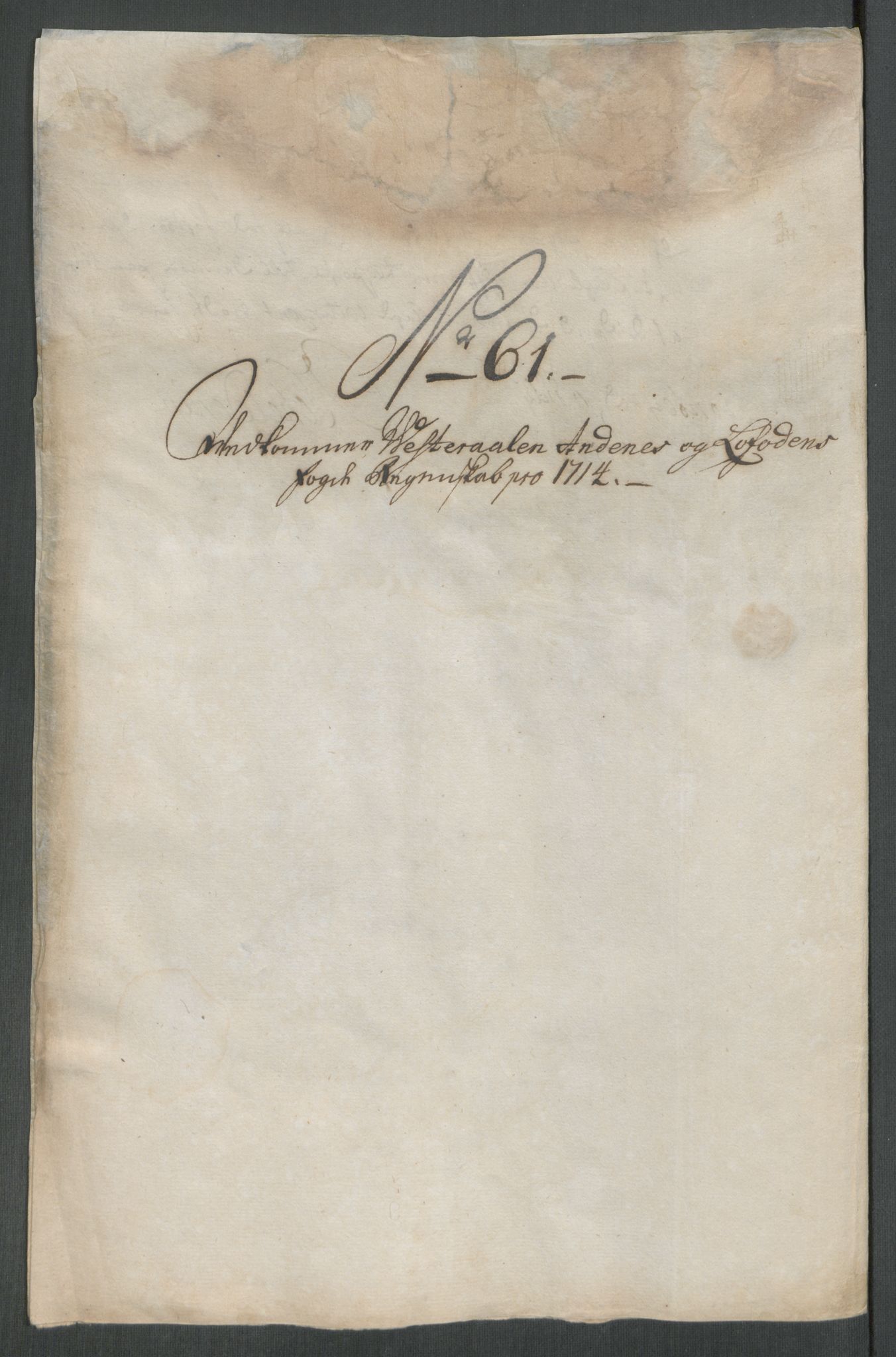 Rentekammeret inntil 1814, Reviderte regnskaper, Fogderegnskap, AV/RA-EA-4092/R67/L4680: Fogderegnskap Vesterålen, Andenes og Lofoten, 1714, p. 280