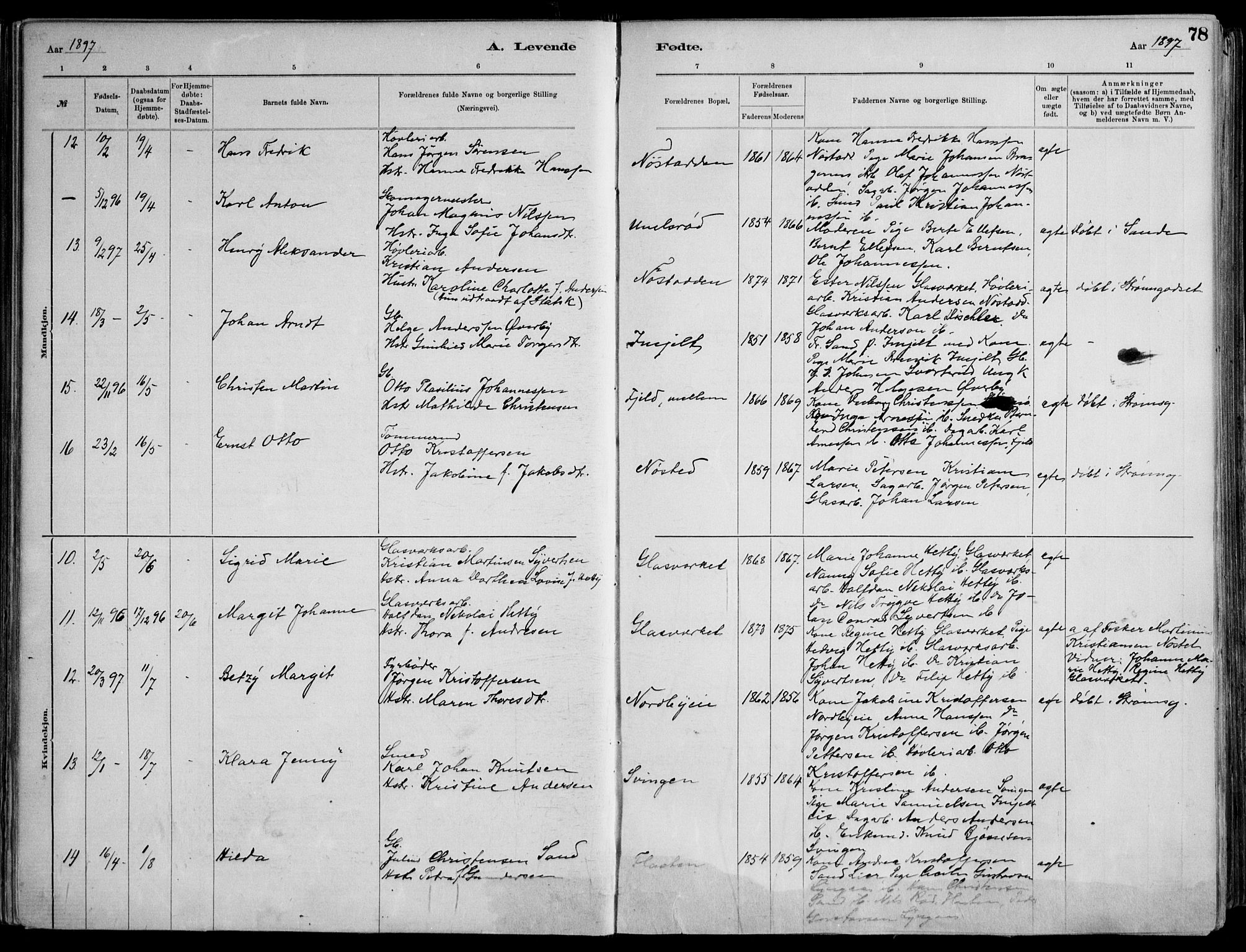 Skoger kirkebøker, AV/SAKO-A-59/F/Fa/L0006: Parish register (official) no. I 6, 1885-1910, p. 78