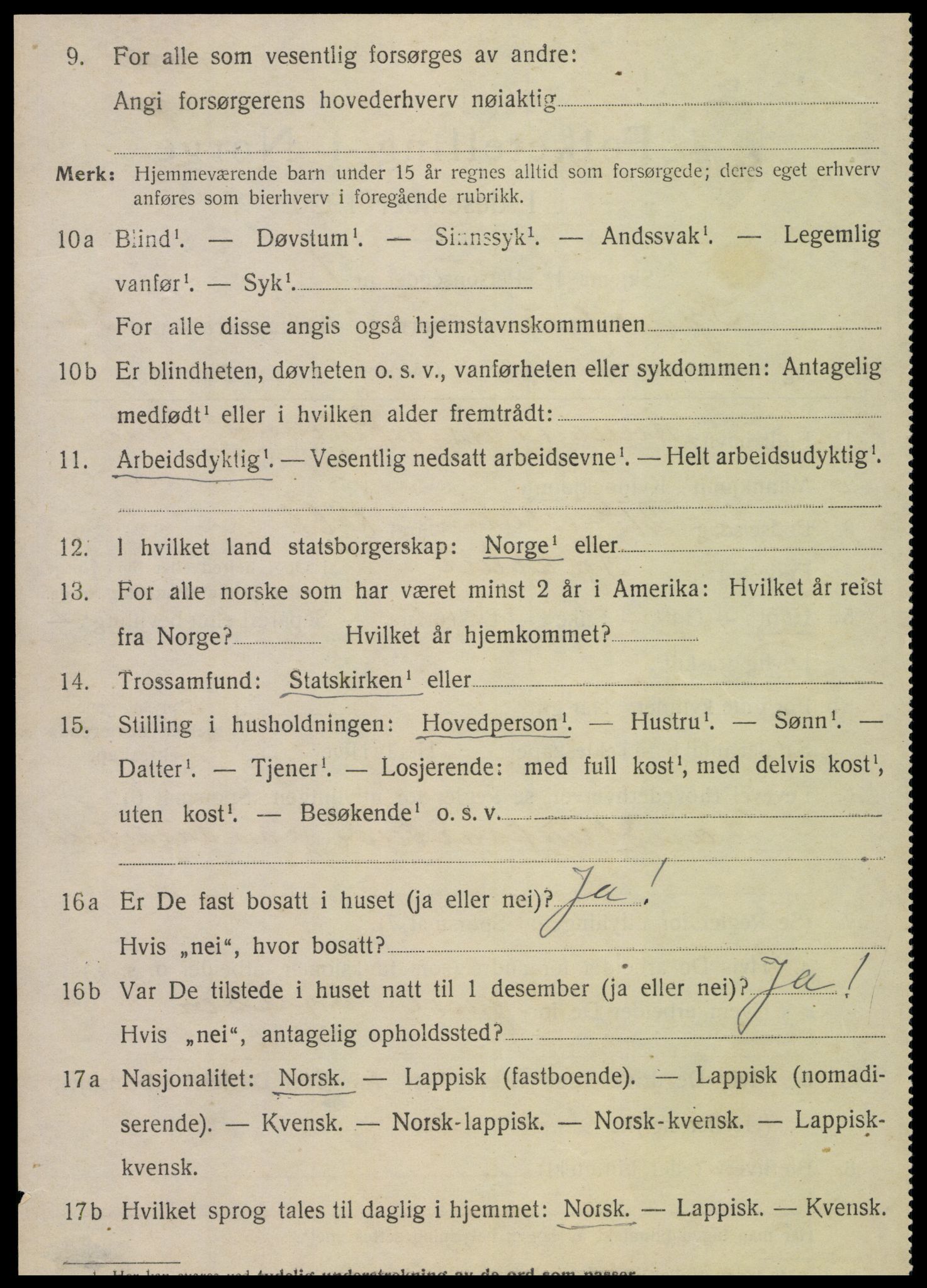 SAT, 1920 census for Sparbu, 1920, p. 5170