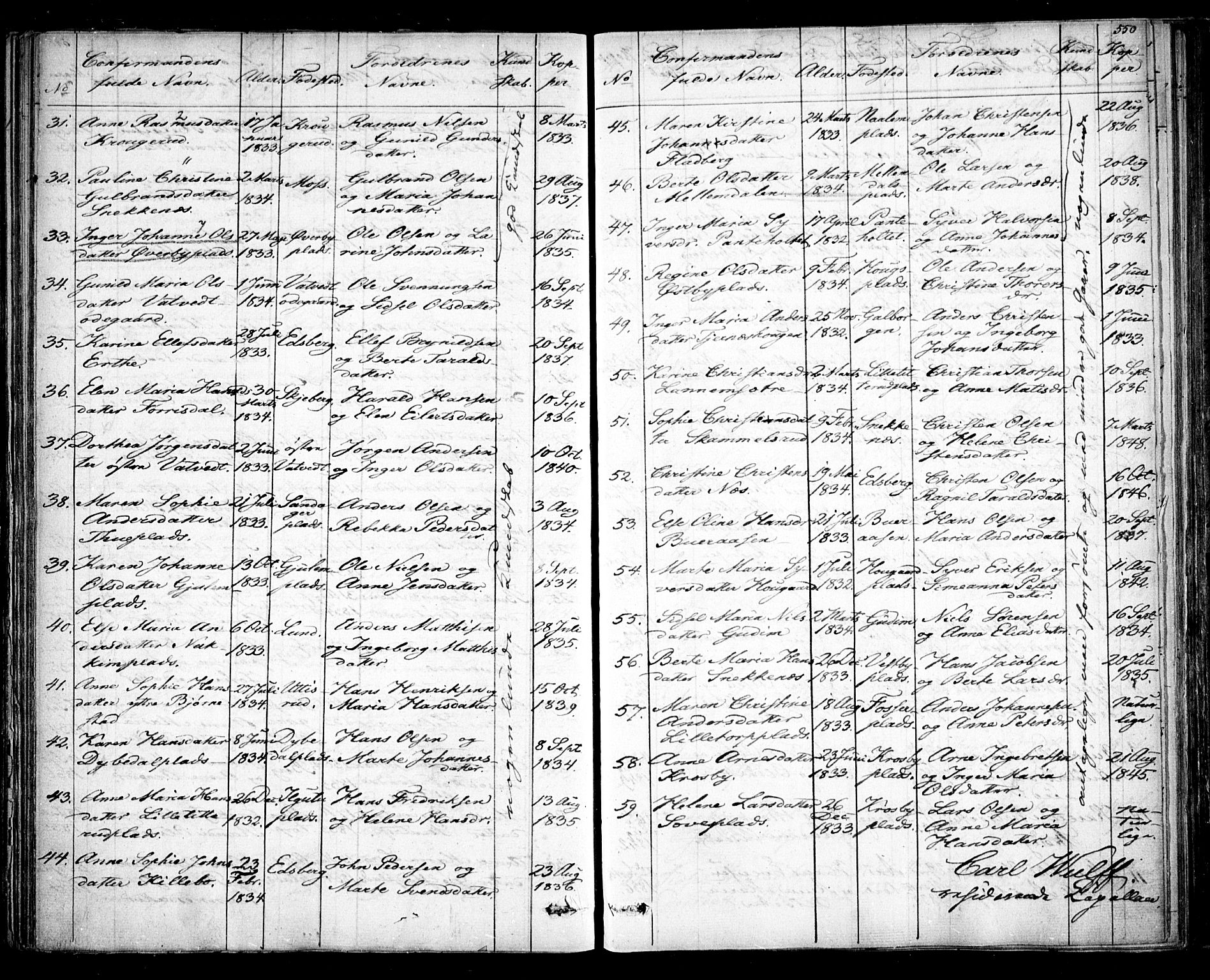 Rakkestad prestekontor Kirkebøker, SAO/A-2008/F/Fa/L0008: Parish register (official) no. I 8, 1842-1849, p. 549-550