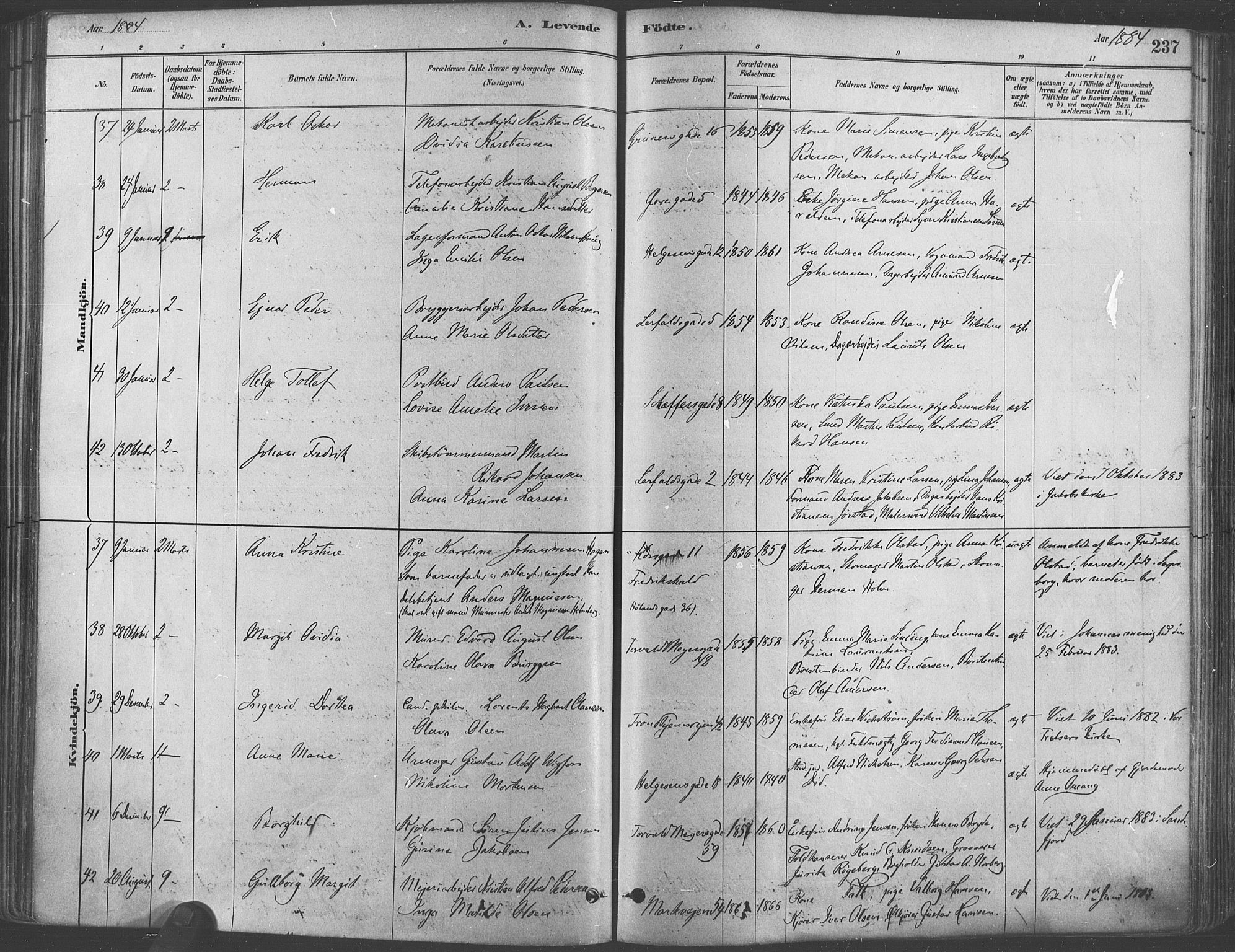 Paulus prestekontor Kirkebøker, AV/SAO-A-10871/F/Fa/L0003: Parish register (official) no. 3, 1879-1887, p. 237