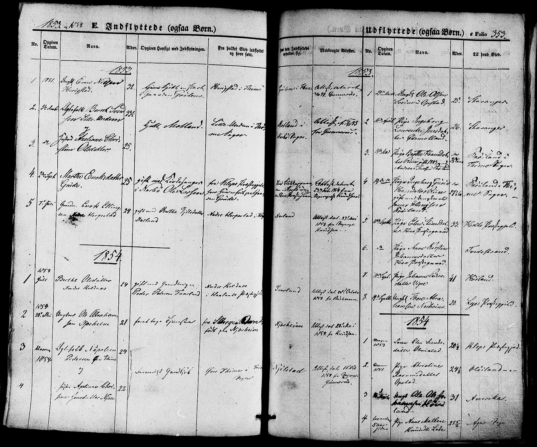Hå sokneprestkontor, SAST/A-101801/001/30BA/L0008: Parish register (official) no. A 7, 1853-1878, p. 353