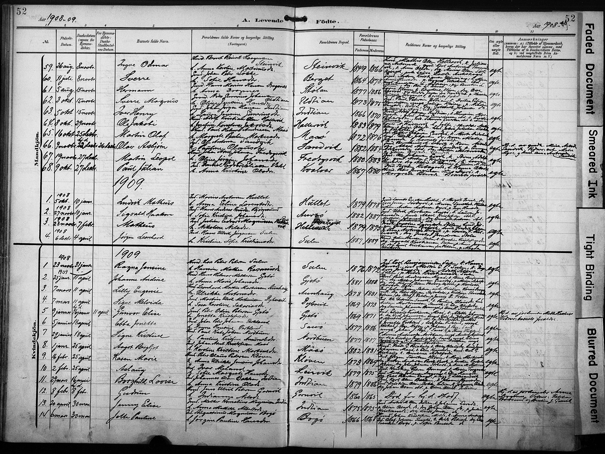 Ministerialprotokoller, klokkerbøker og fødselsregistre - Sør-Trøndelag, SAT/A-1456/640/L0580: Parish register (official) no. 640A05, 1902-1910, p. 52