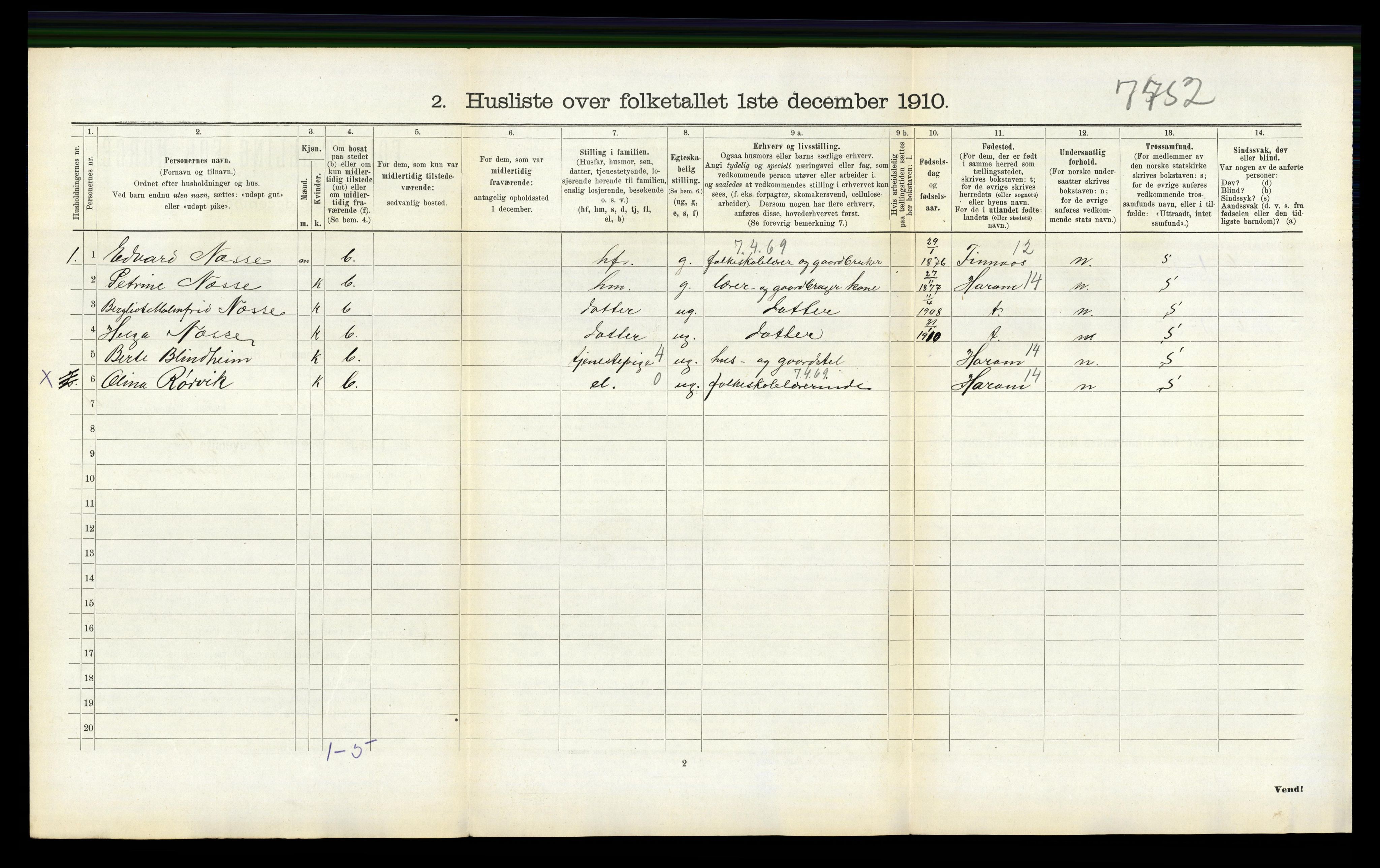 RA, 1910 census for Tysvær, 1910, p. 234