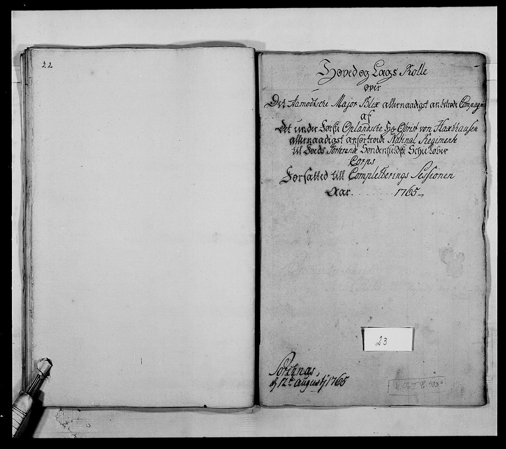 Kommanderende general (KG I) med Det norske krigsdirektorium, RA/EA-5419/E/Ea/L0503b: 1. Opplandske regiment, 1764-1765, p. 332