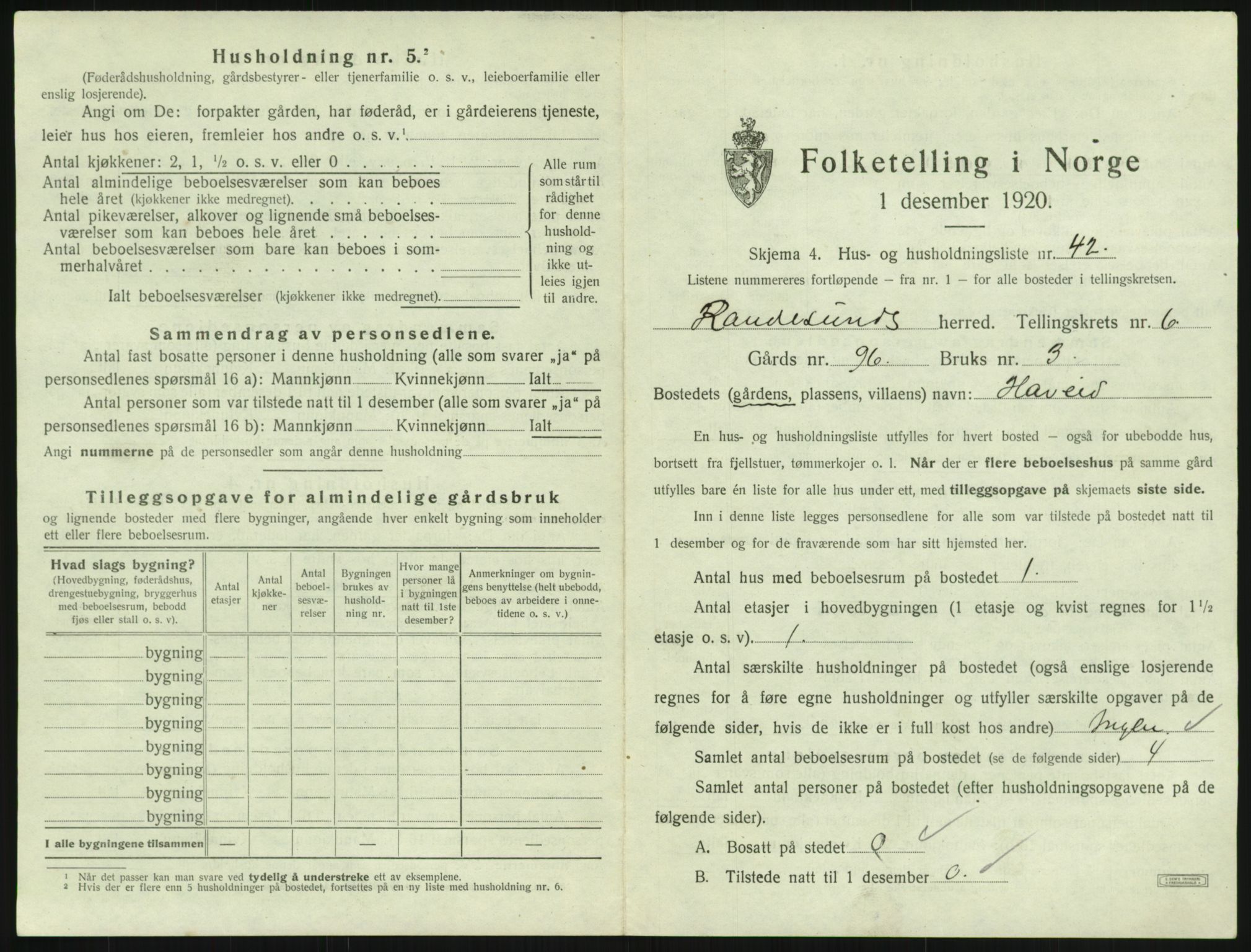 SAK, 1920 census for Randesund, 1920, p. 576