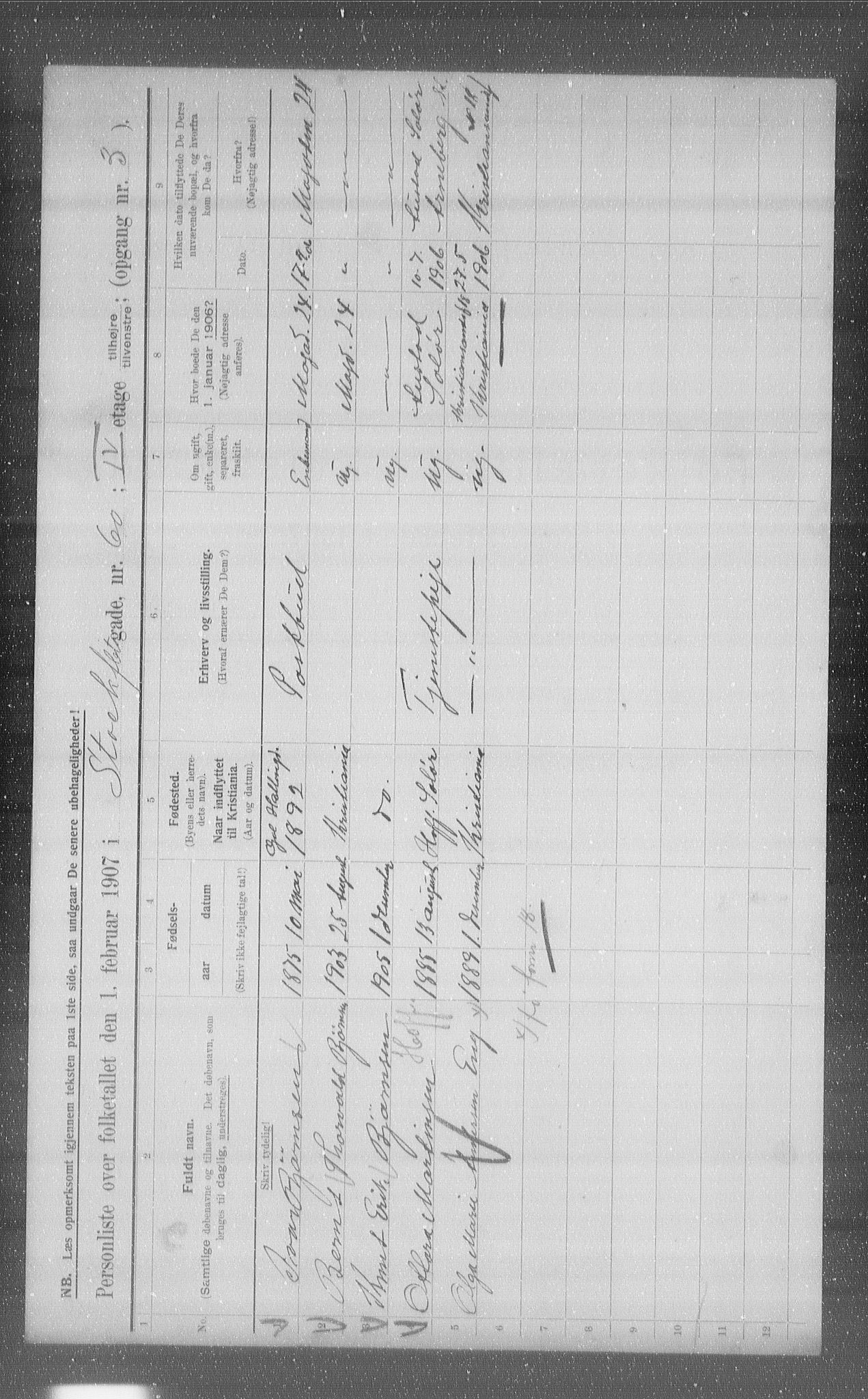 OBA, Municipal Census 1907 for Kristiania, 1907, p. 52081