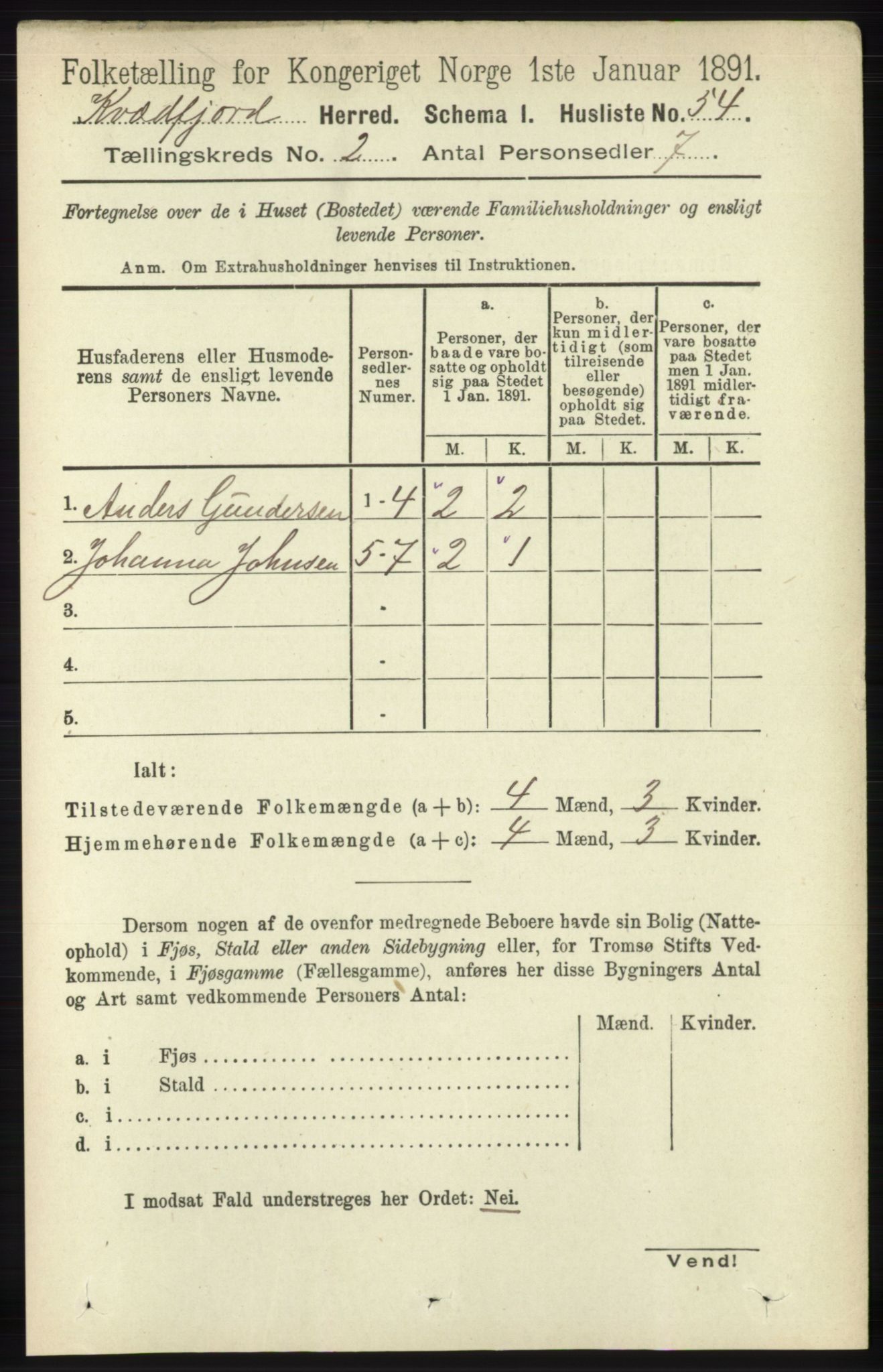 RA, 1891 census for 1911 Kvæfjord, 1891, p. 681