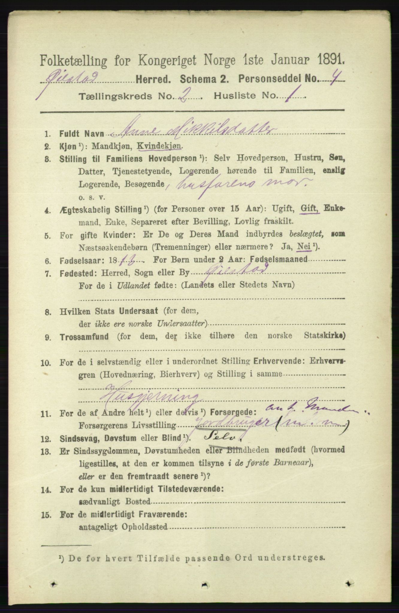 RA, 1891 census for 0920 Øyestad, 1891, p. 386