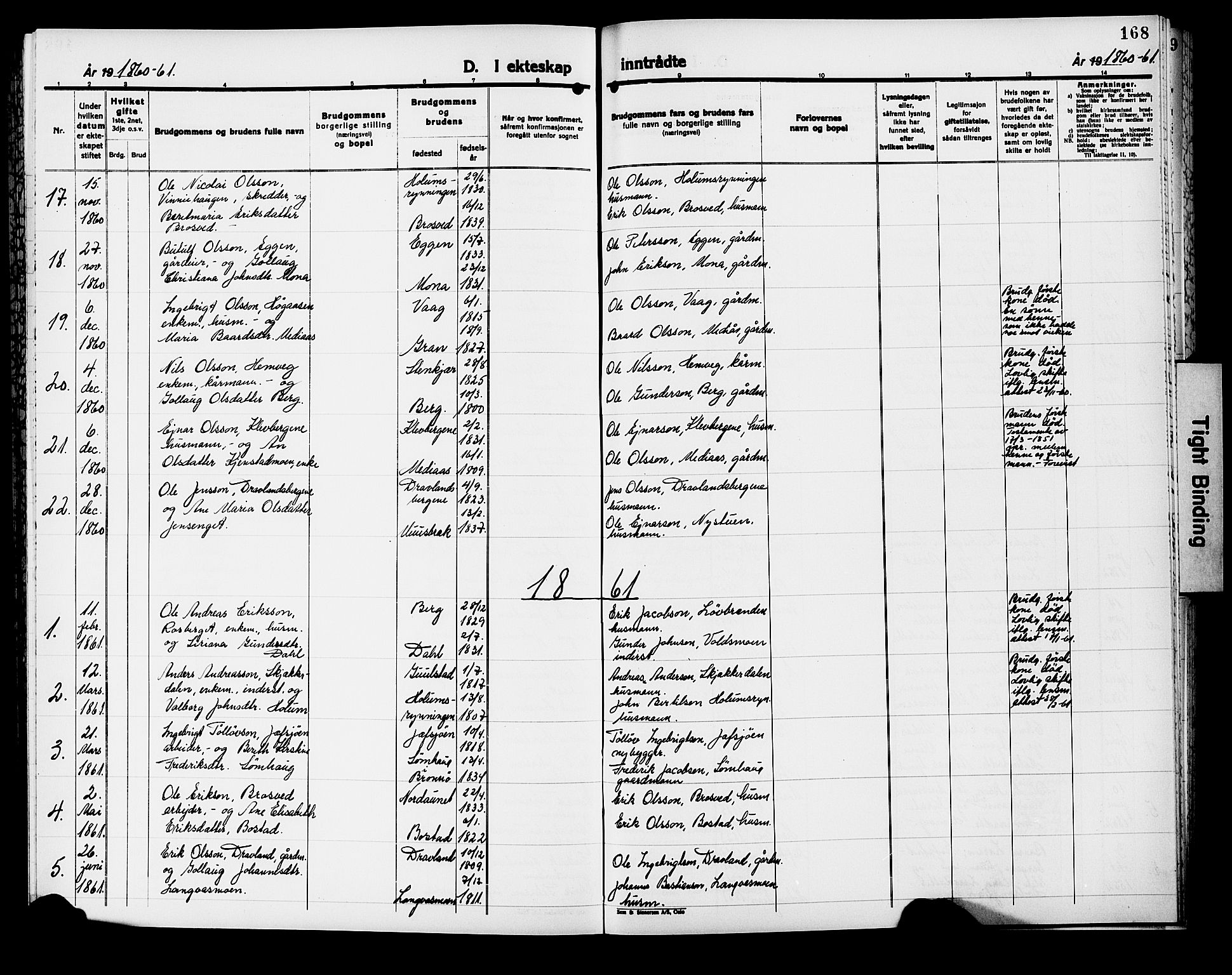 Ministerialprotokoller, klokkerbøker og fødselsregistre - Nord-Trøndelag, AV/SAT-A-1458/749/L0485: Parish register (official) no. 749D01, 1857-1872, p. 168