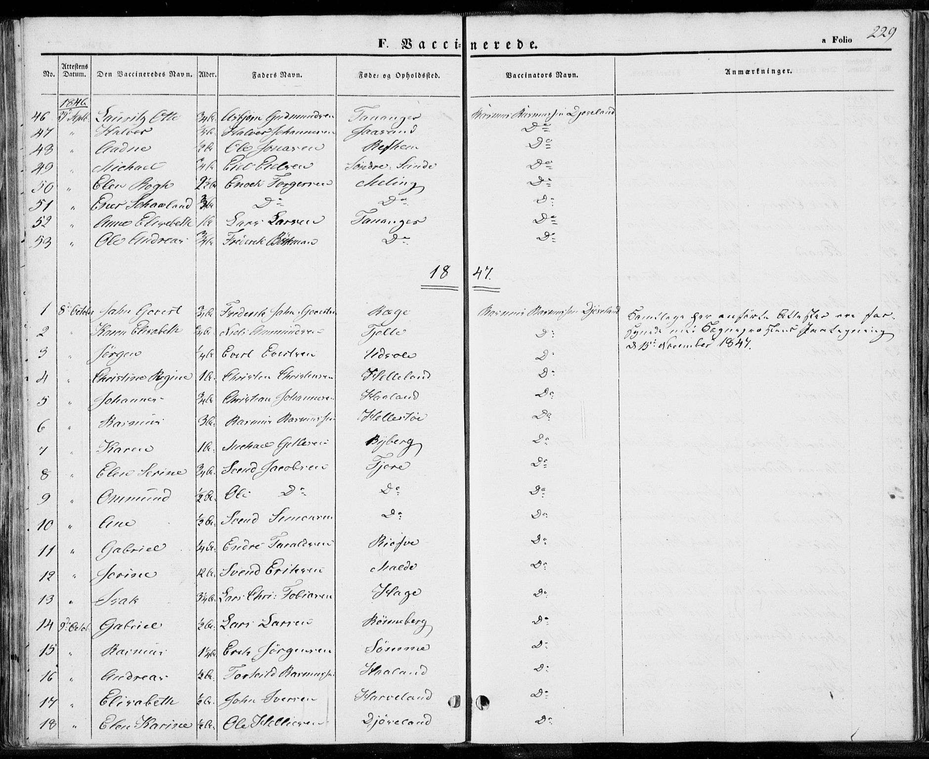 Håland sokneprestkontor, SAST/A-101802/001/30BA/L0006: Parish register (official) no. A 6, 1842-1853, p. 229