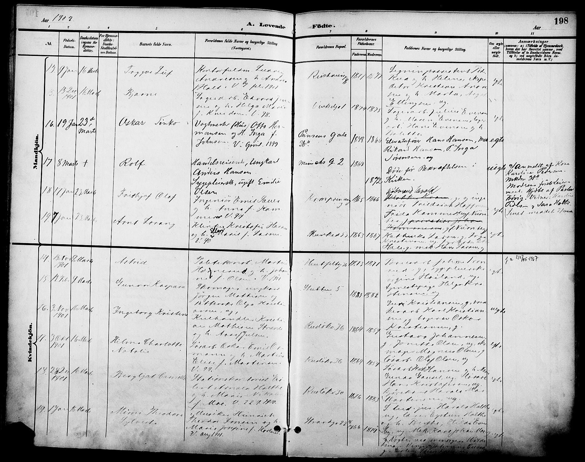 Johannes prestekontor Kirkebøker, AV/SAO-A-10852/F/Fa/L0007: Parish register (official) no. 7, 1896-1905, p. 198