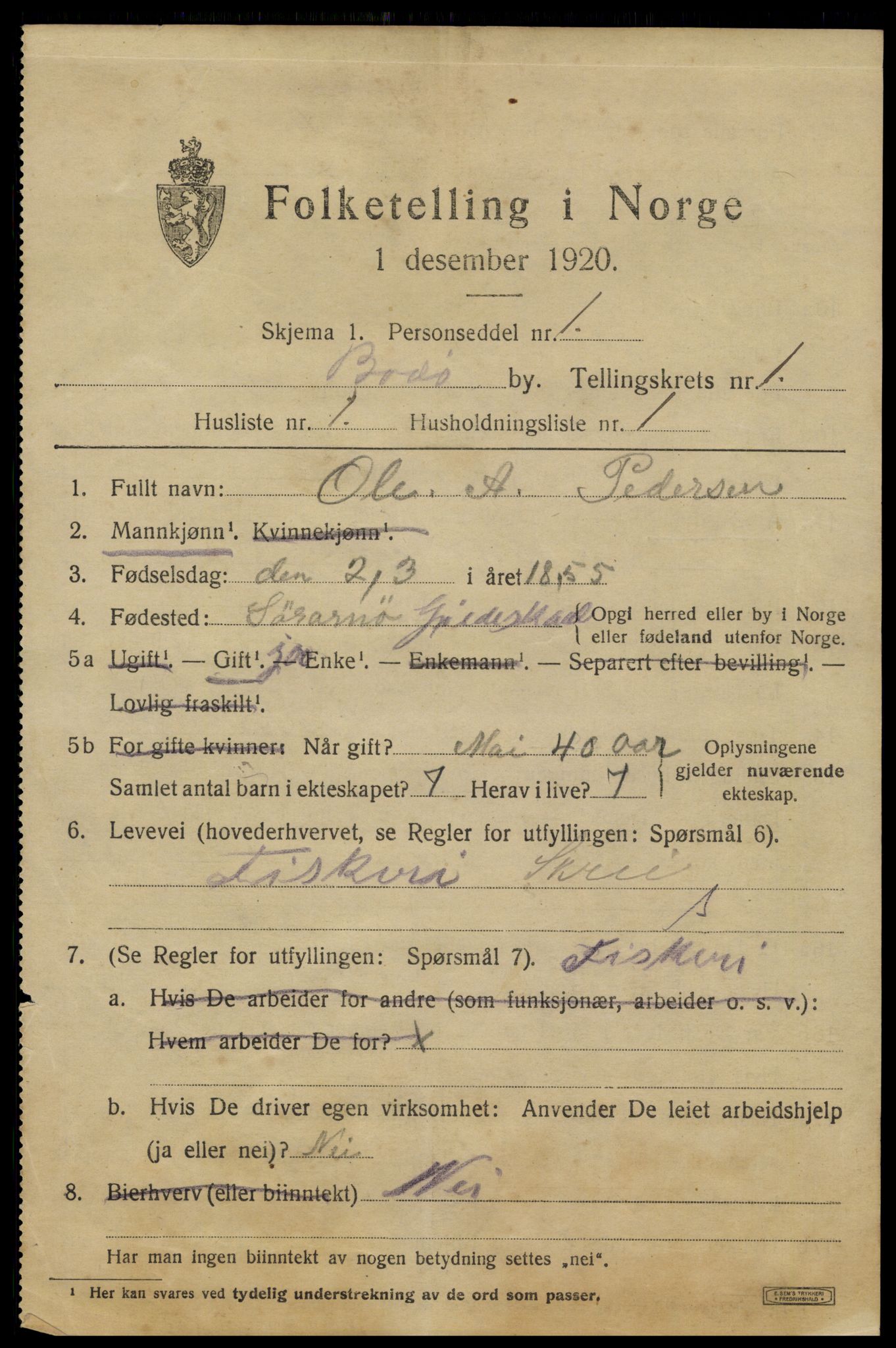 SAT, 1920 census for Bodø, 1920, p. 3283