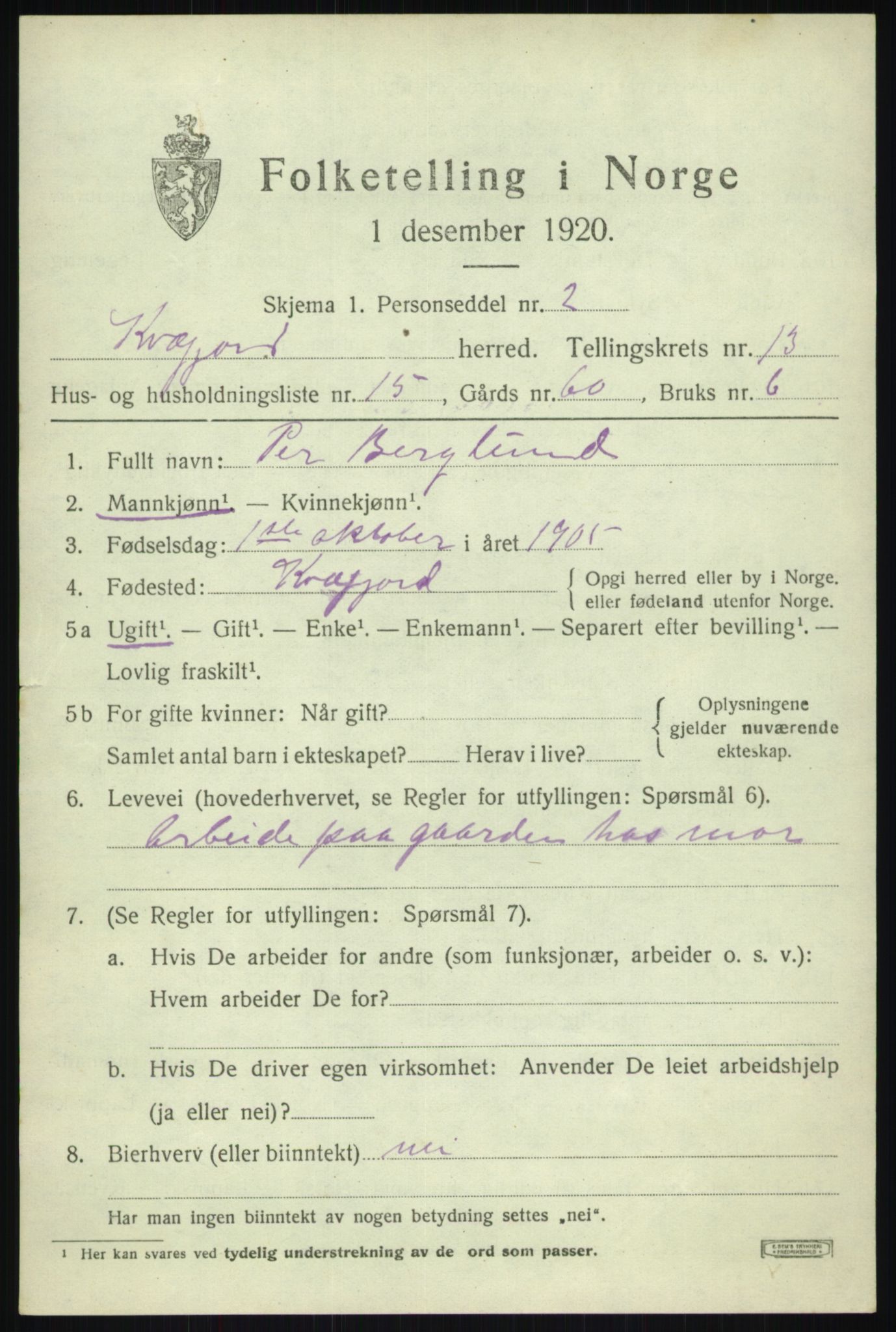 SATØ, 1920 census for Kvæfjord, 1920, p. 6457