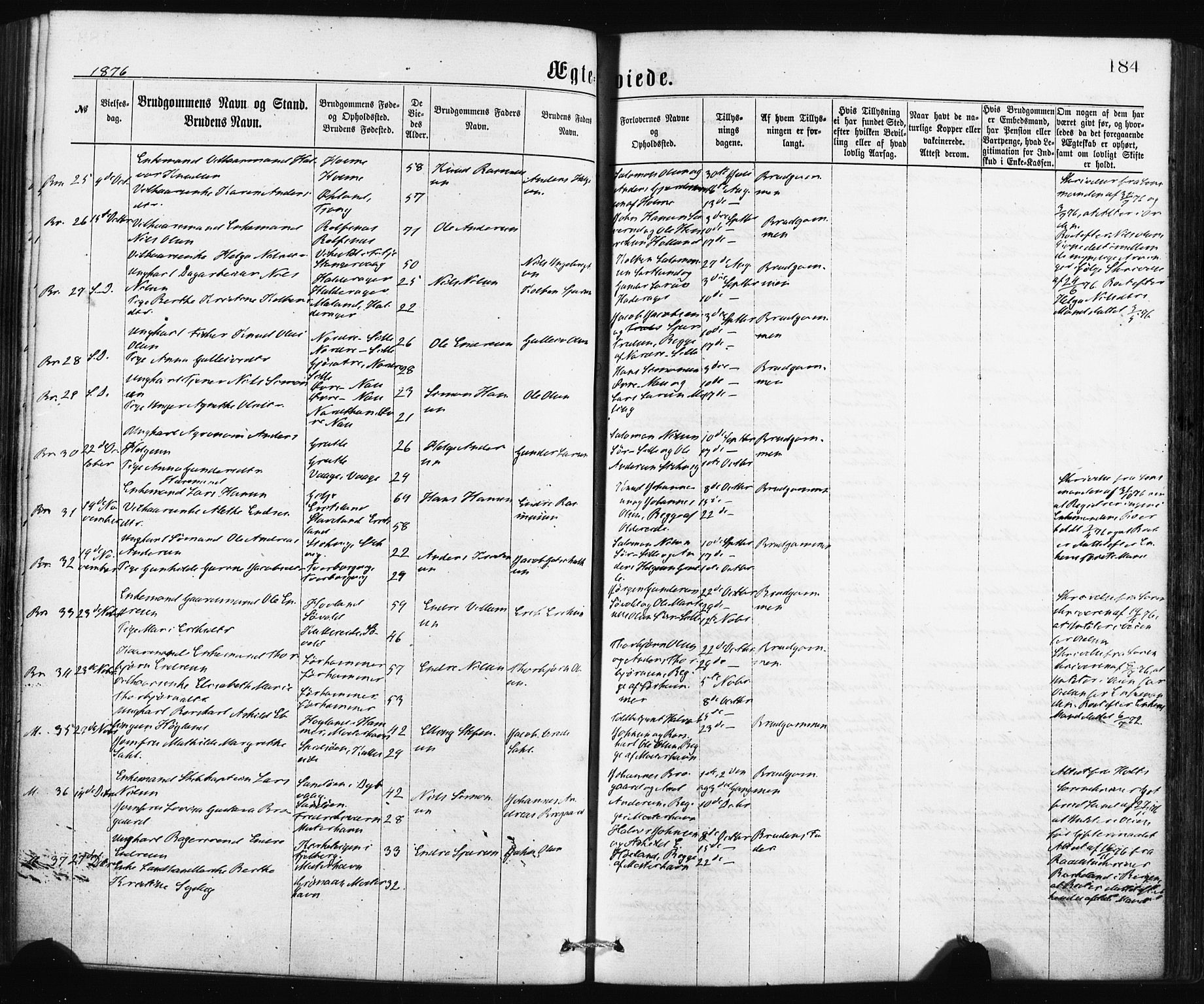 Finnås sokneprestembete, AV/SAB-A-99925/H/Ha/Haa/Haaa/L0009: Parish register (official) no. A 9, 1873-1881, p. 184